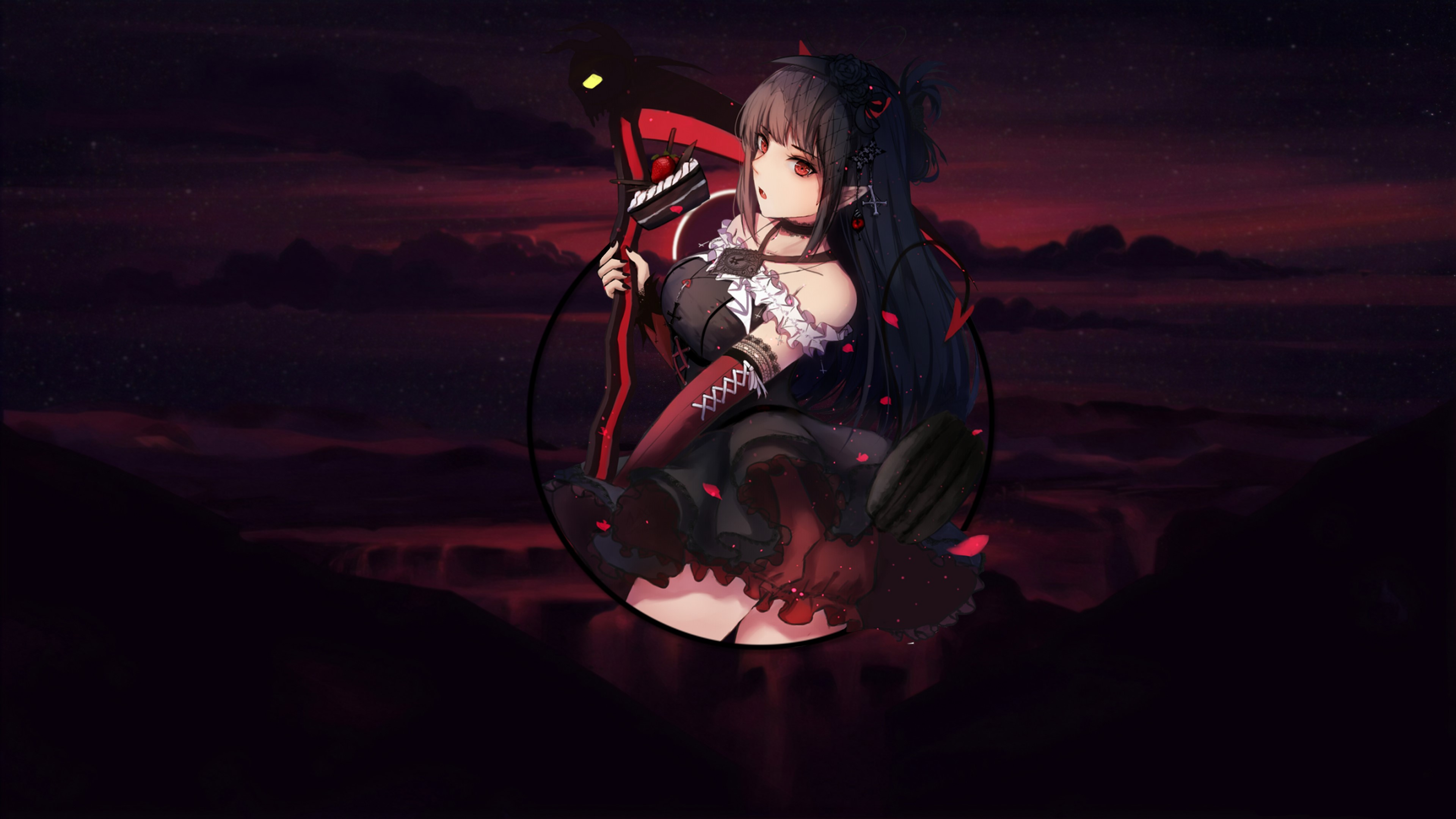 Anime girl with scythe HD Wallpaper