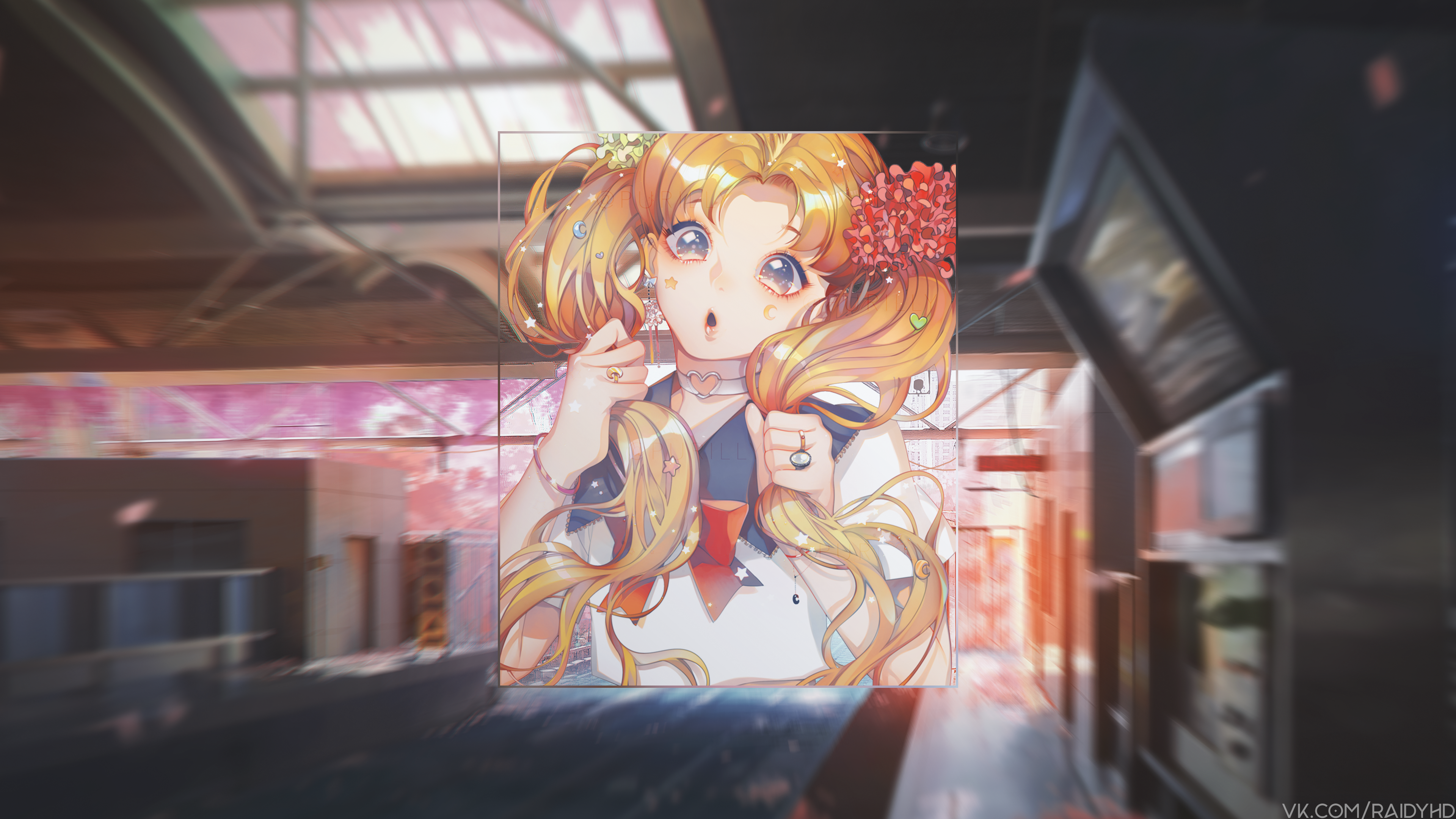 Anime girl with pigtails in a school uniform HD Wallpaper
