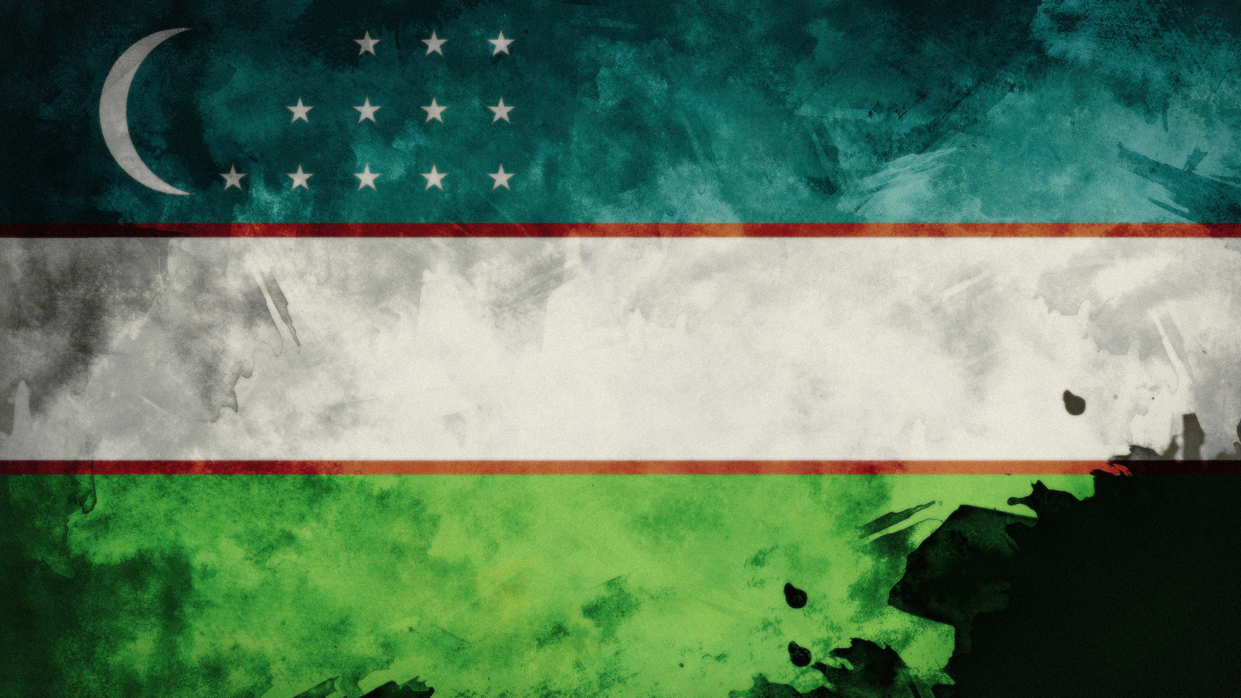 Grunge flag of Uzbekistan with crescent and stars HD Wallpaper