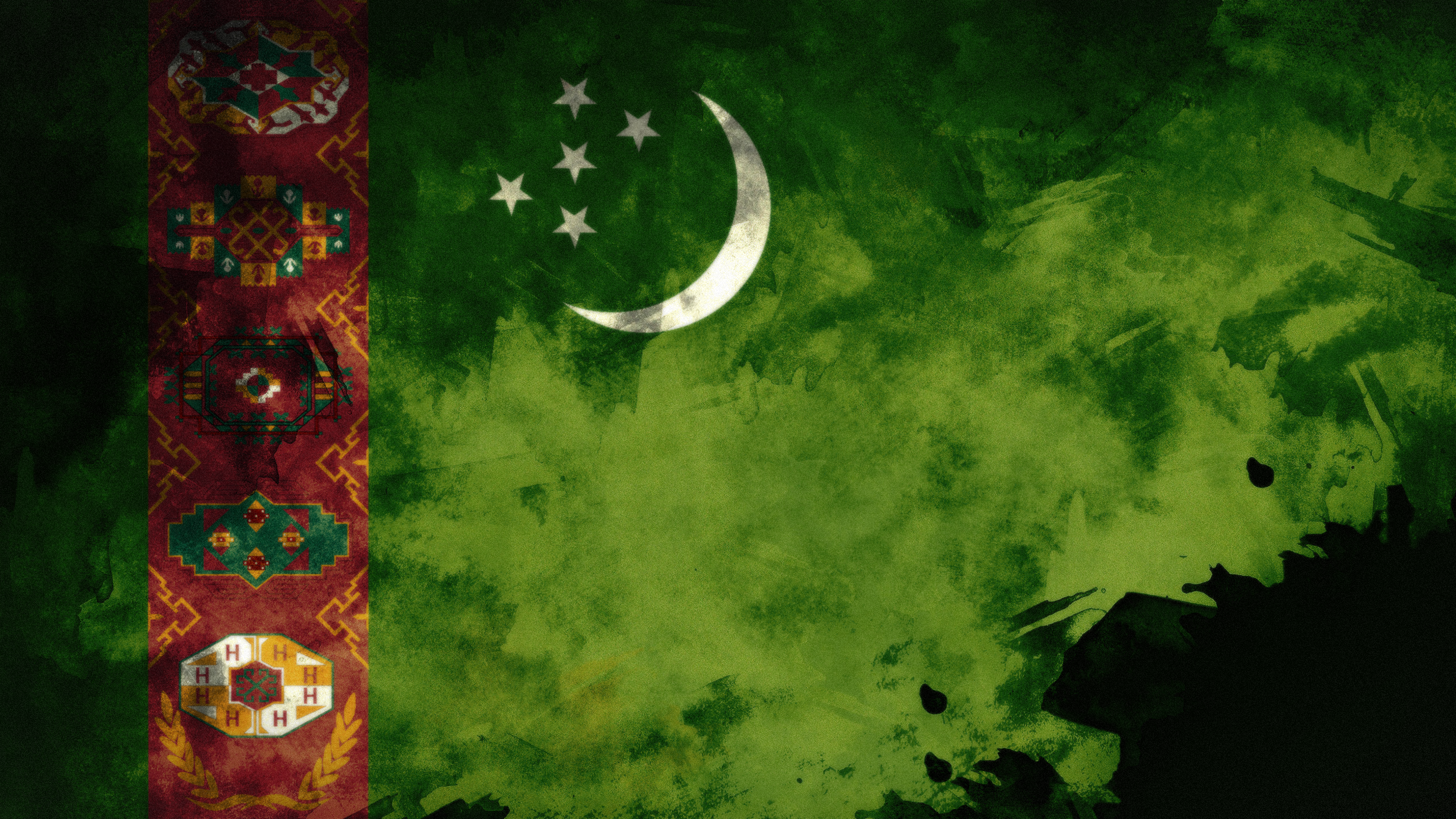 Grunge Turkmenistan Flag HD Wallpaper