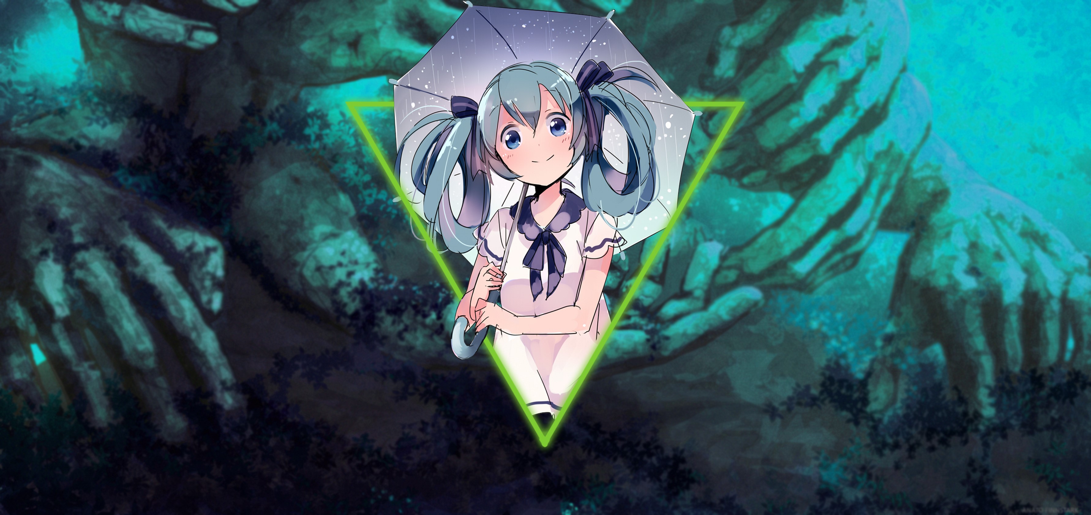 Hatsune Miku with Umbrella HD Wallpaper