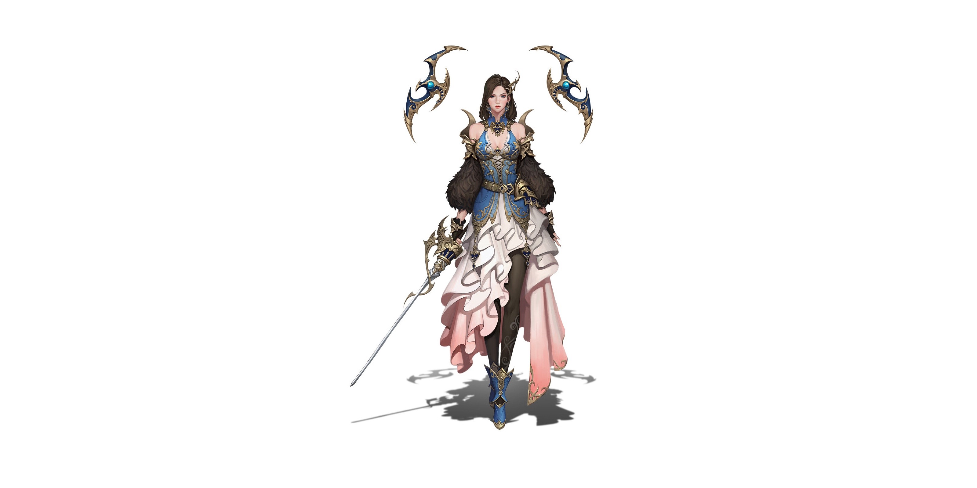 Fantasy woman with sword and ornate armor HD Wallpaper