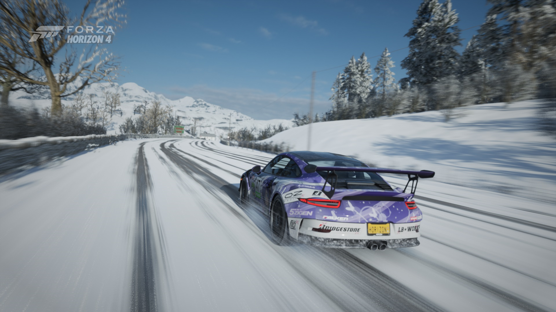 Porsche 911 on a snowy road in Forza Horizon 4 HD Wallpaper
