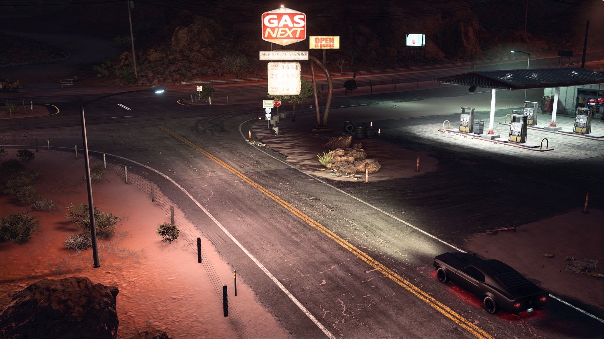 Black Mustang Boss 302 at Gas Station in Need for Speed: Payback HD Wallpaper