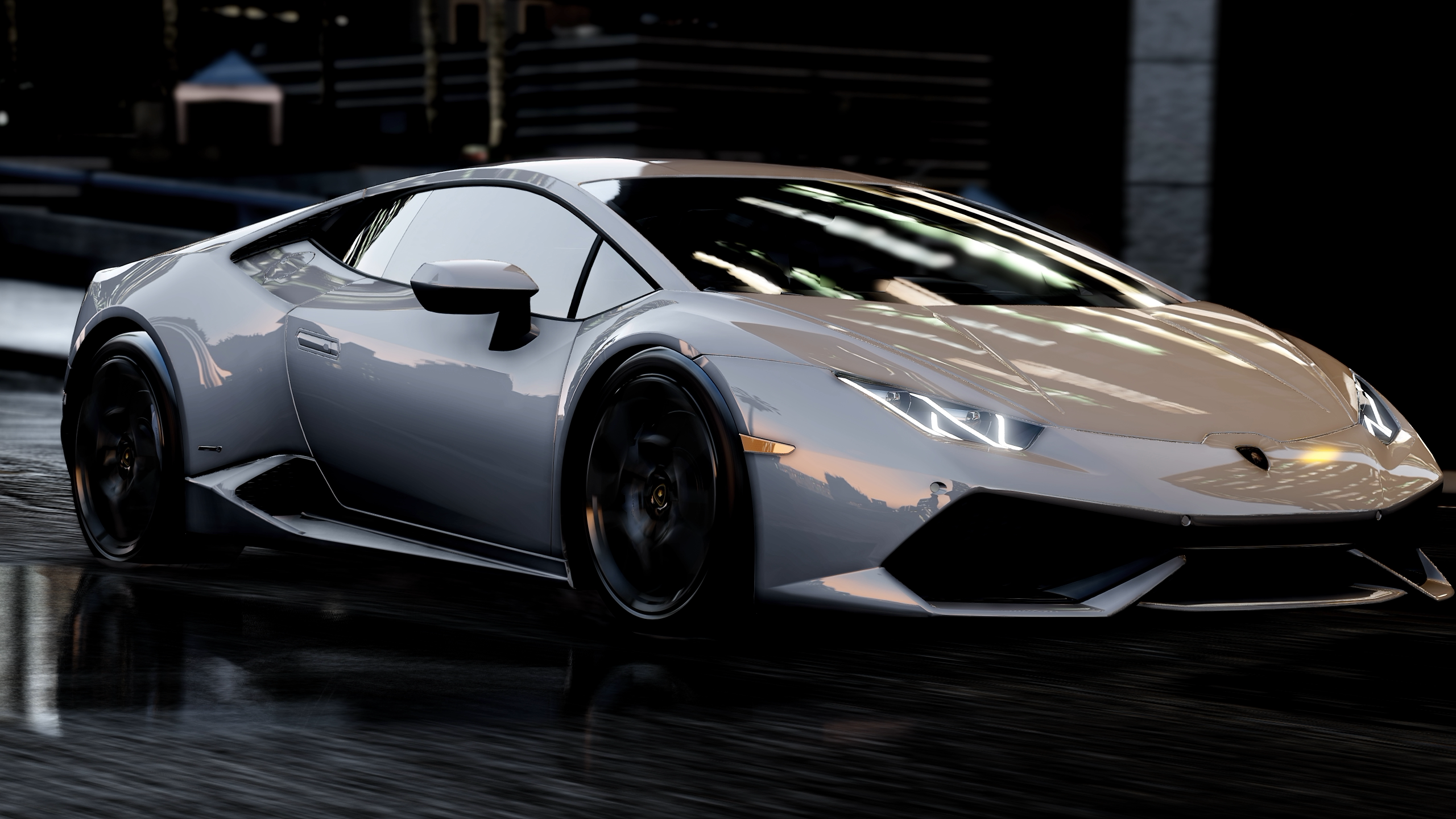 Lamborghini Huracan sports car on wet road HD Wallpaper