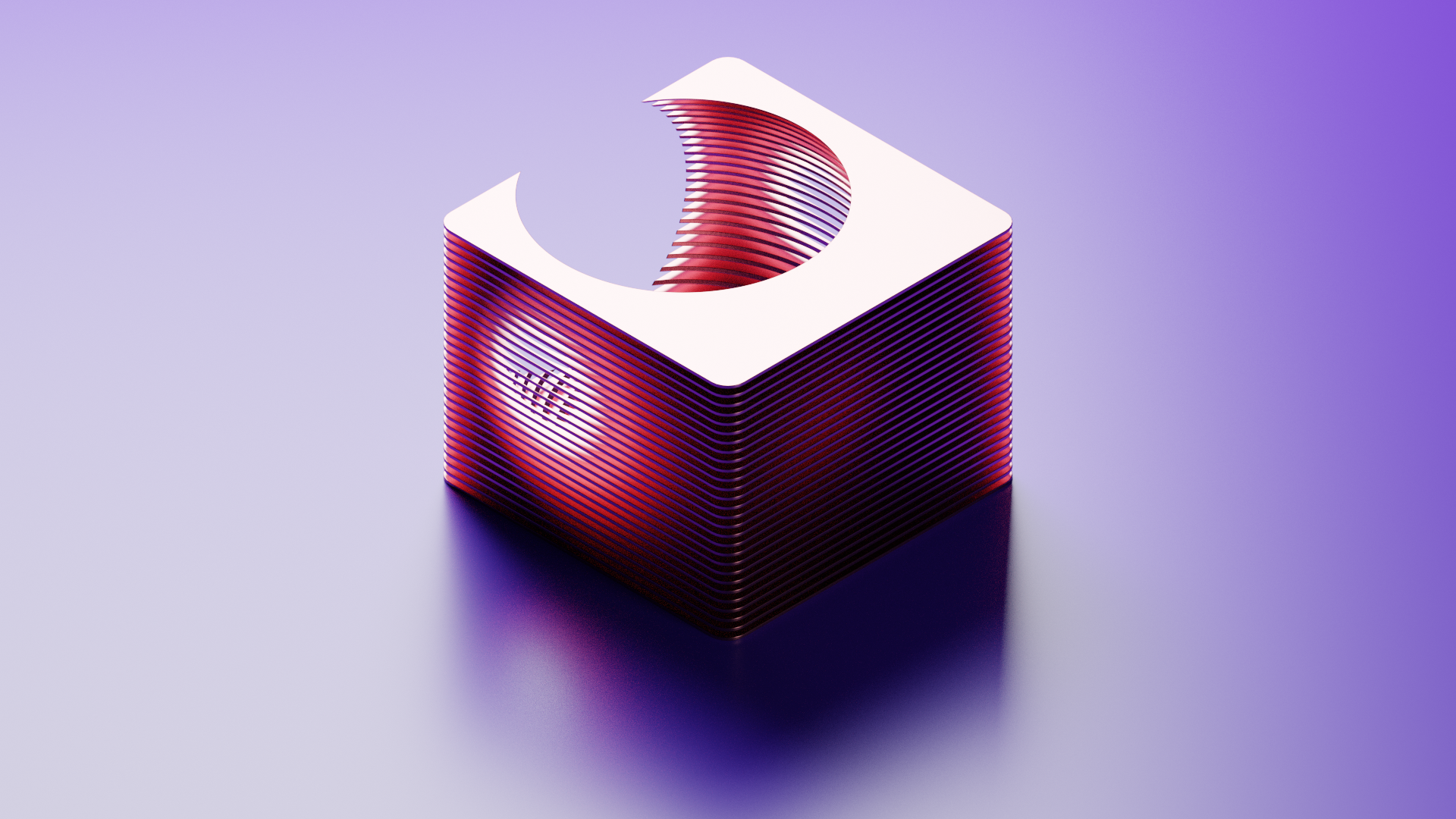 Abstract stacked cubes with curved cutouts HD Wallpaper