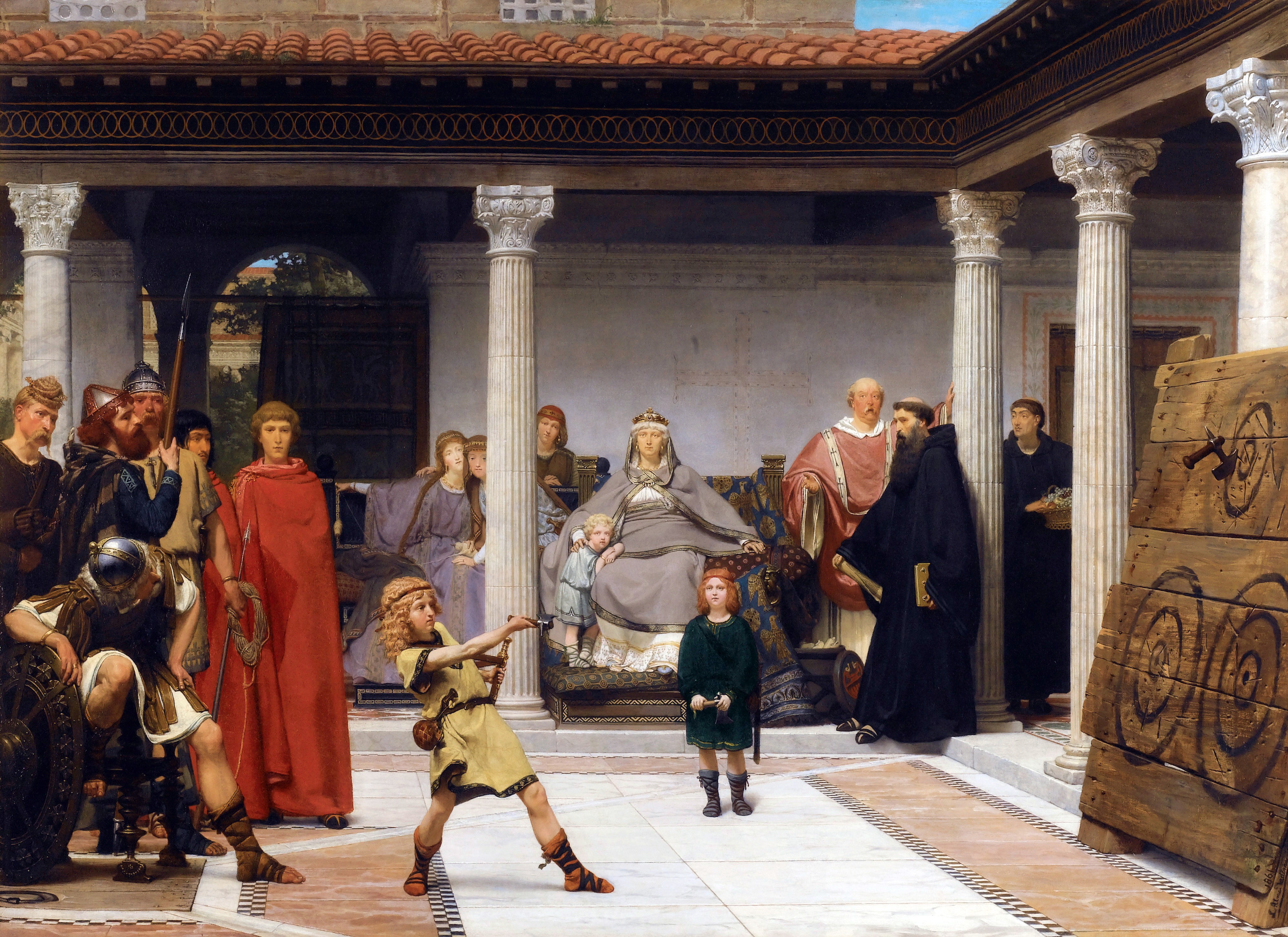 The Education of the Children of Clovis by Lawrence Alma-Tadema HD Wallpaper