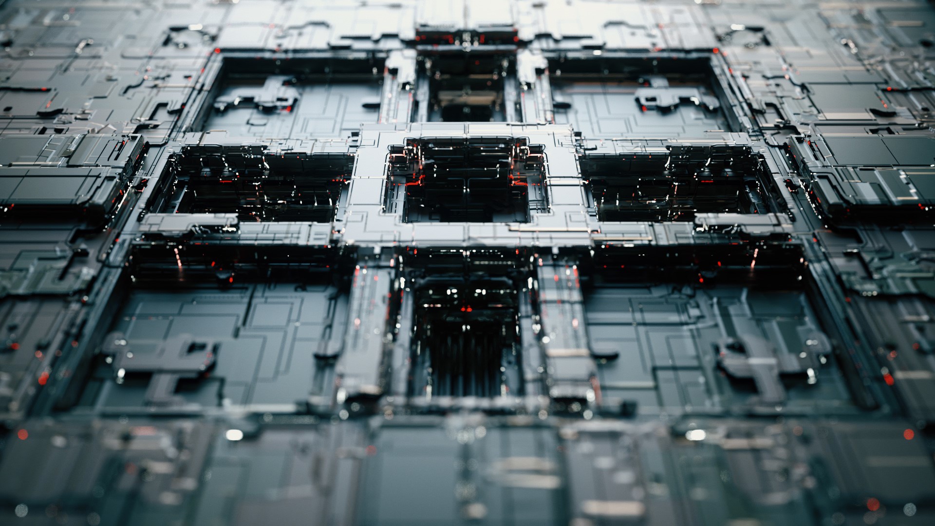 3D abstract render of a futuristic circuit board HD Wallpaper