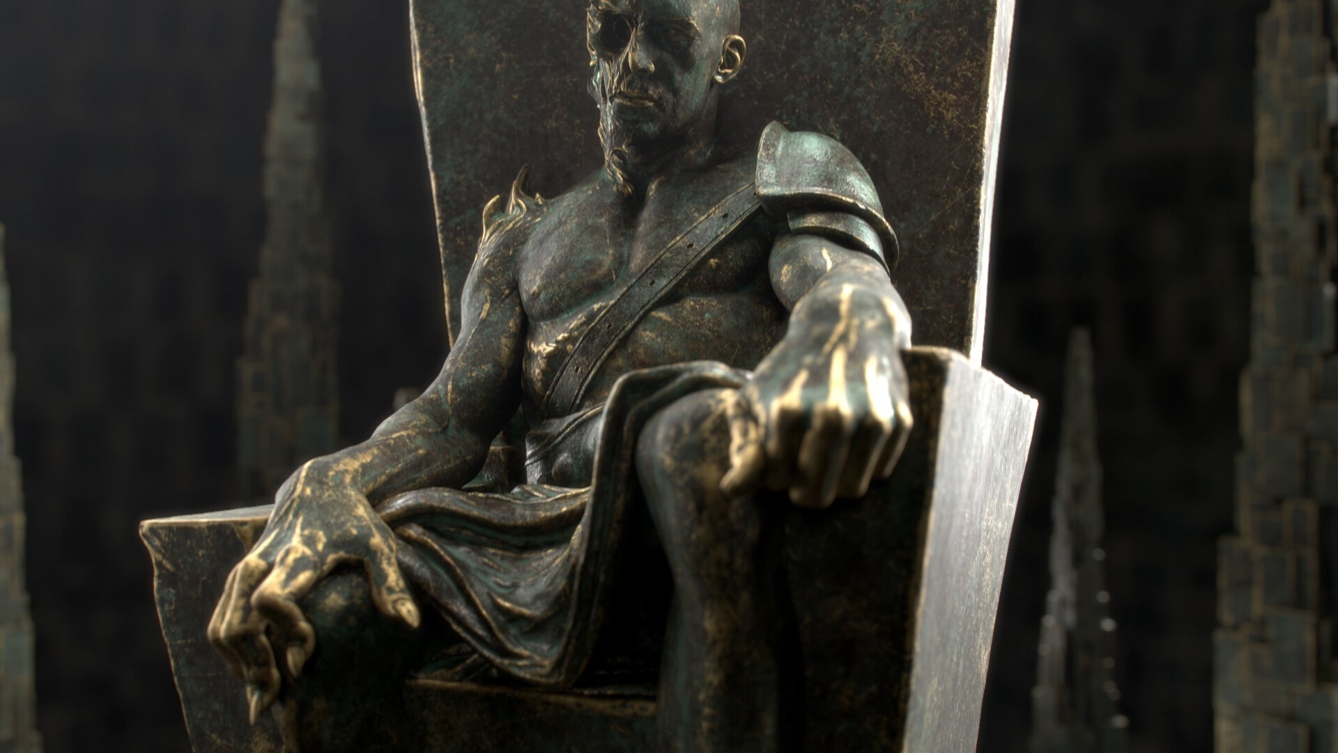 Sculpture of a seated figure by Carlos Sastre HD Wallpaper