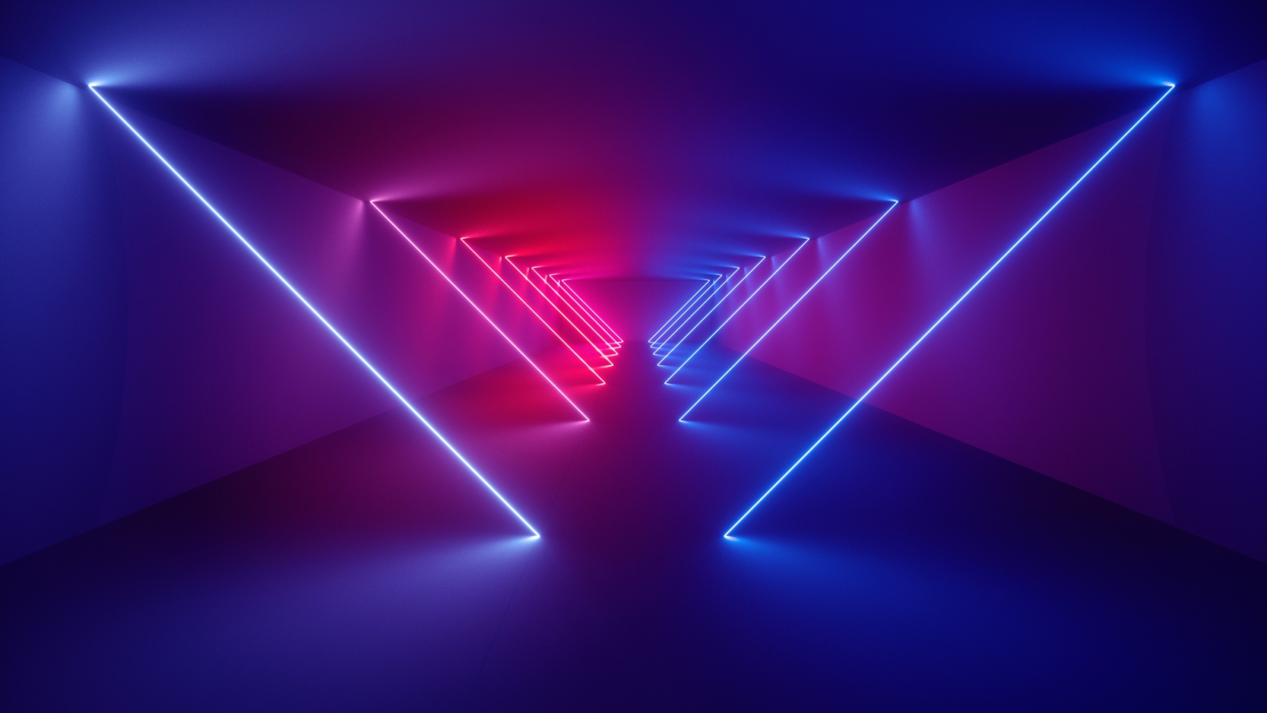 Abstract neon tunnel with blue and pink lights HD Wallpaper