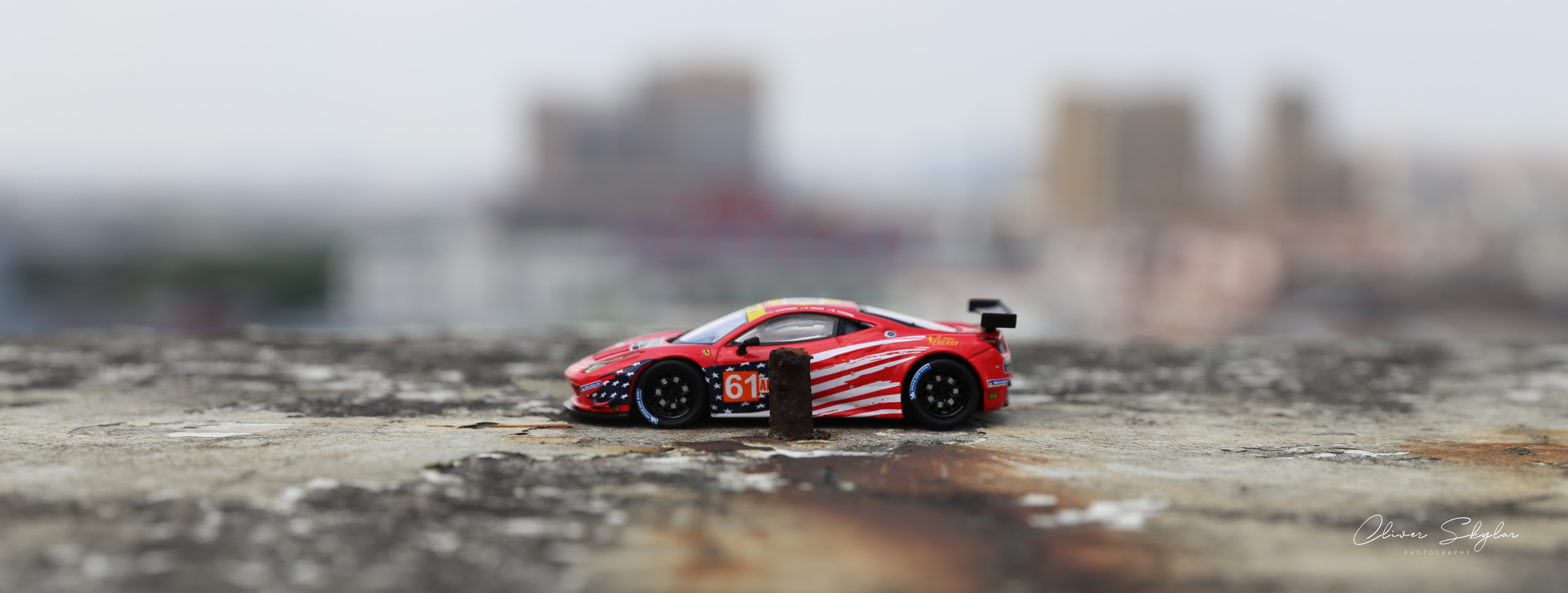 Red Ferrari 458 Race Car with American Flag Livery HD Wallpaper