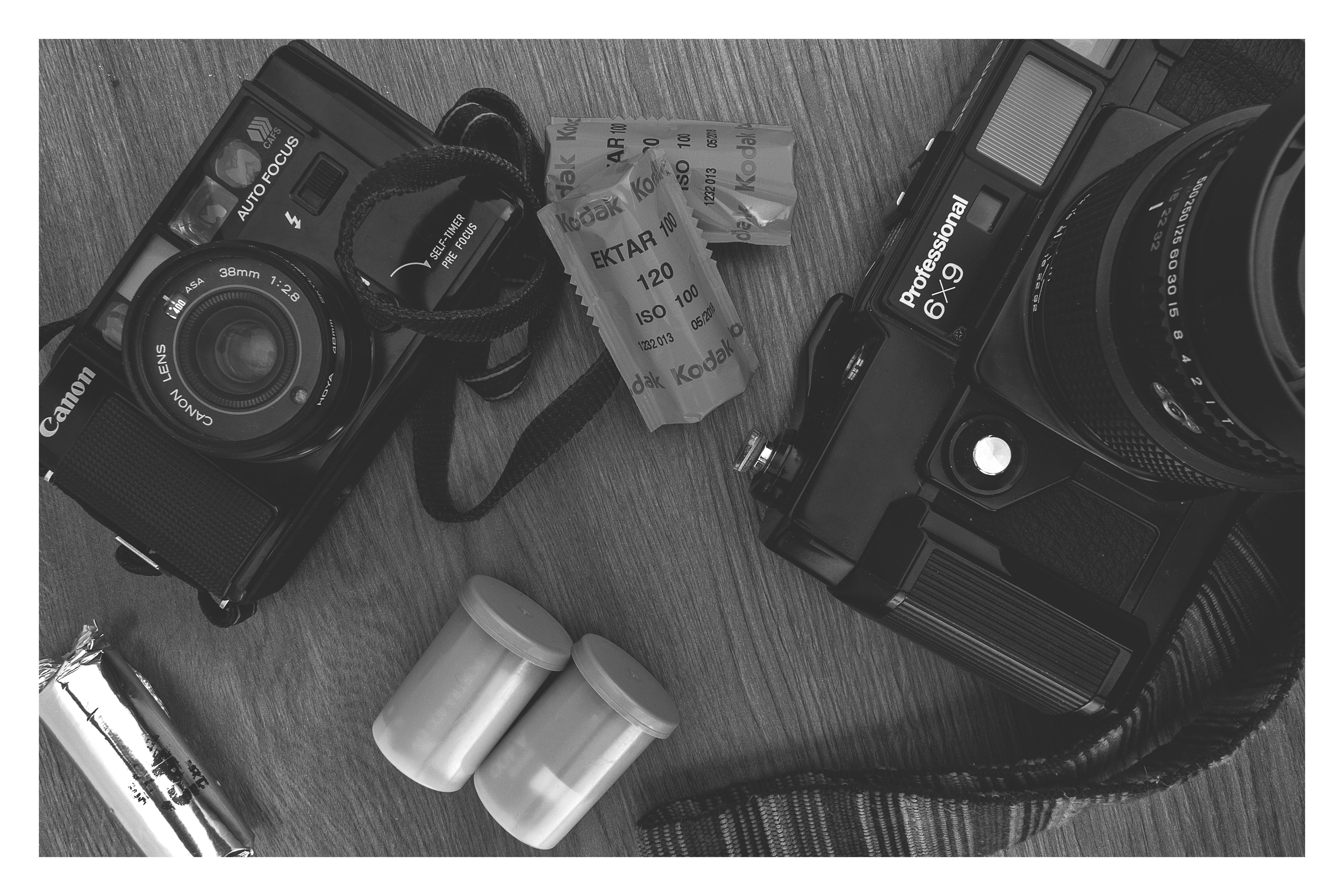 Canon and Fujifilm cameras with film HD Wallpaper