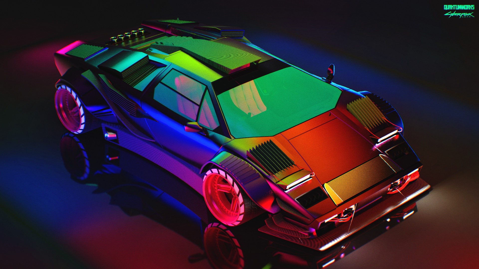 Cyberpunk Lamborghini Countach Render HD Wallpaper