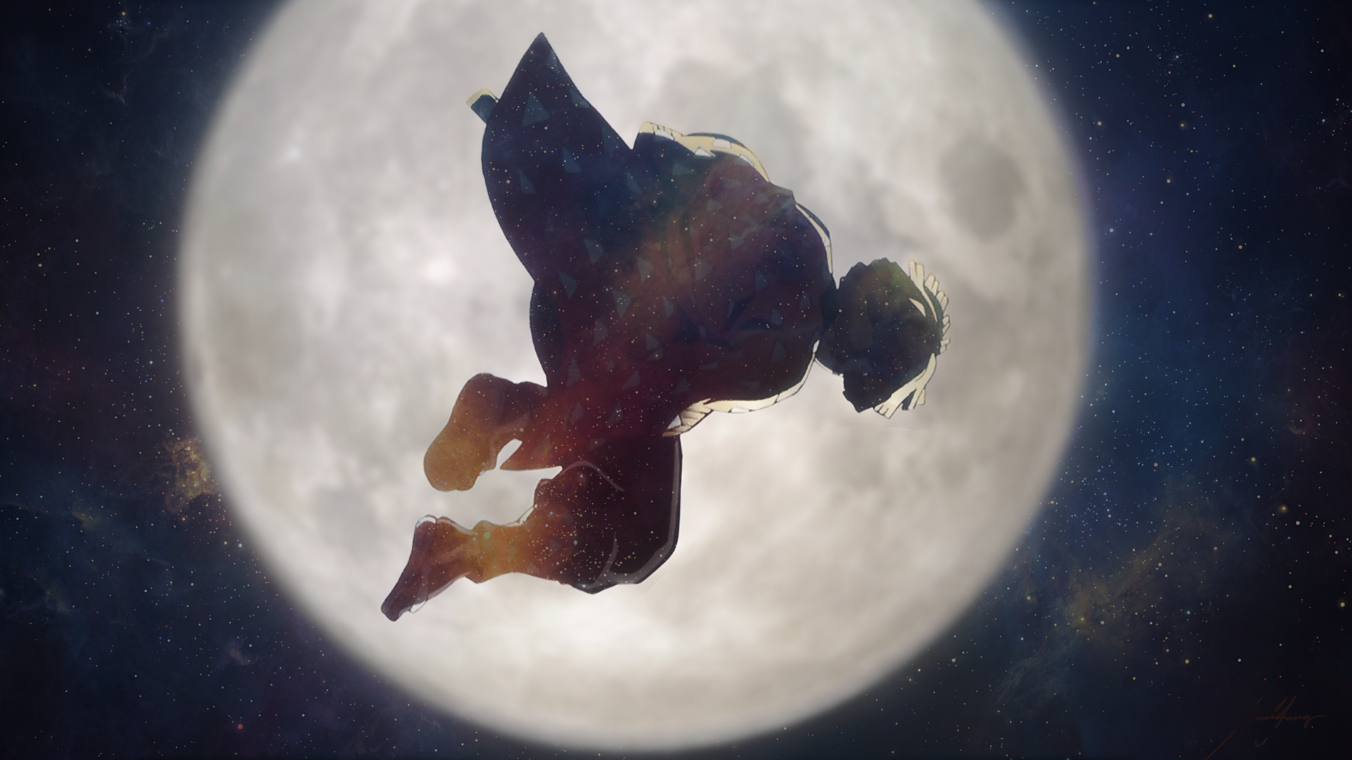 Zenitsu Agatsuma from Kimetsu no Yaiba in space HD Wallpaper