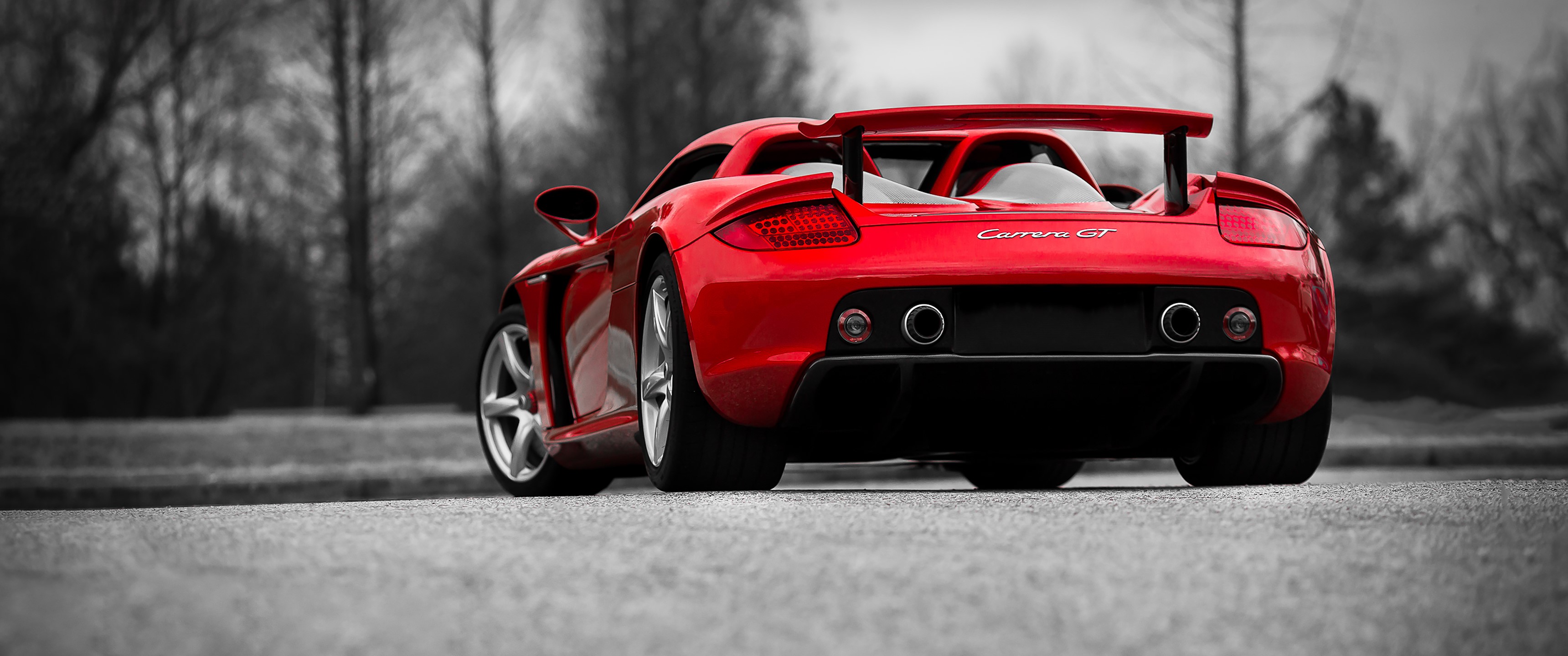 Red Porsche Carrera GT on a road HD Wallpaper
