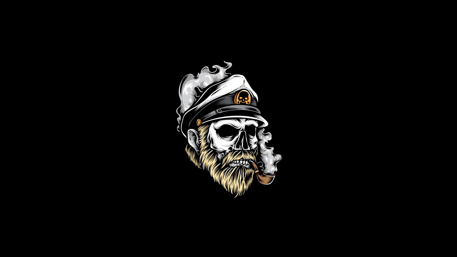 Skull captain smoking a pipe with smoke HD Wallpaper