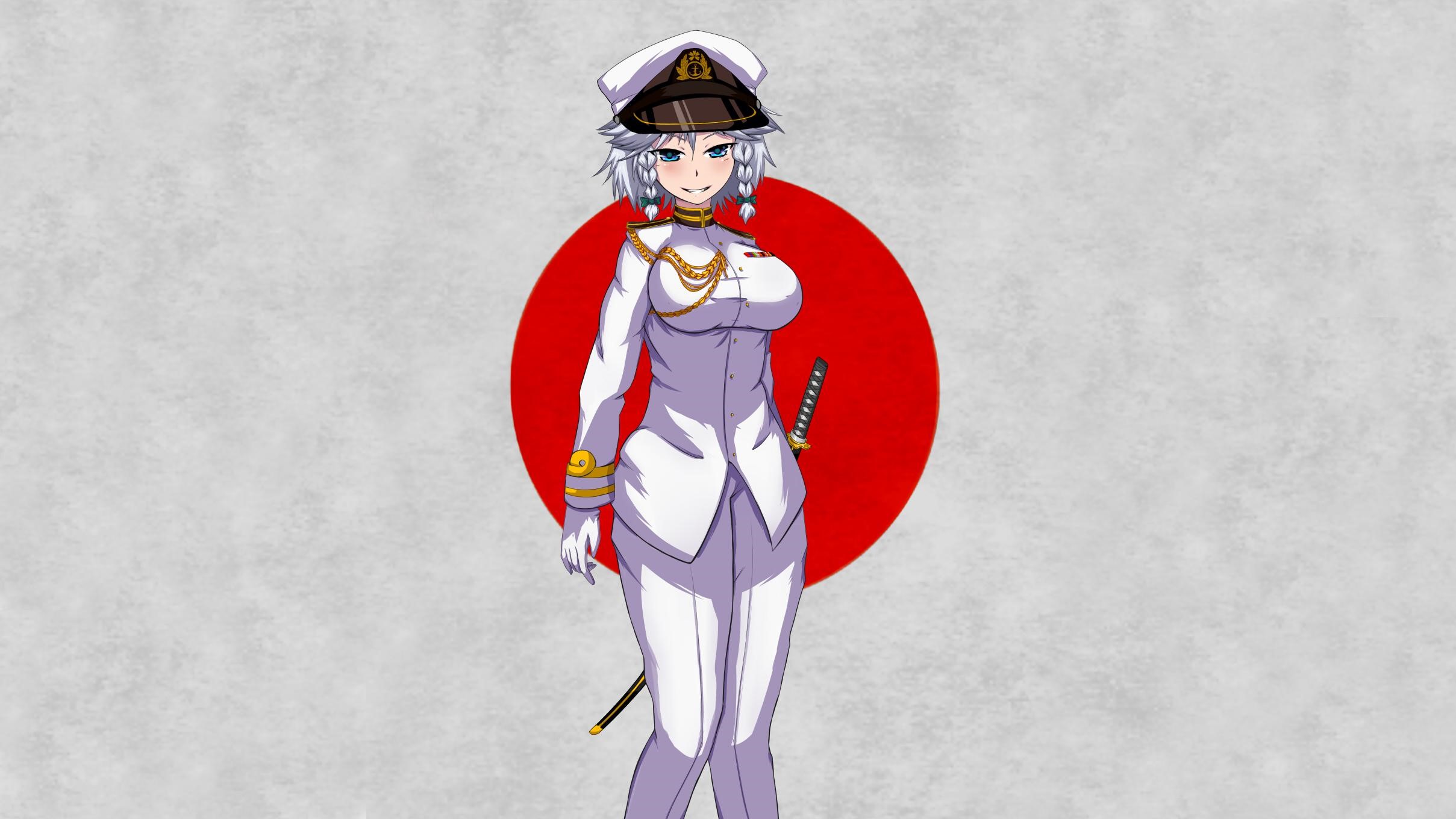 Izayoi Sakuya from Touhou in a white uniform HD Wallpaper