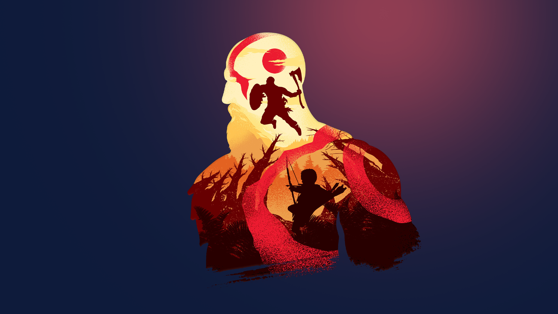 Kratos from God of War minimalist silhouette HD Wallpaper