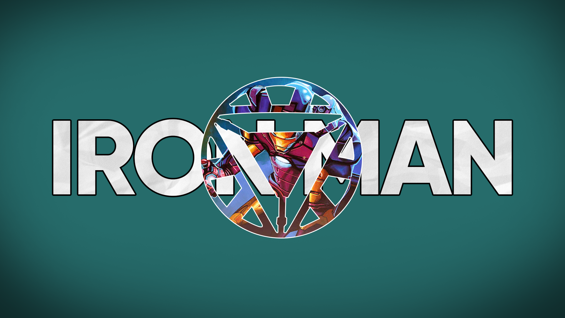 Iron Man logo with character art HD Wallpaper