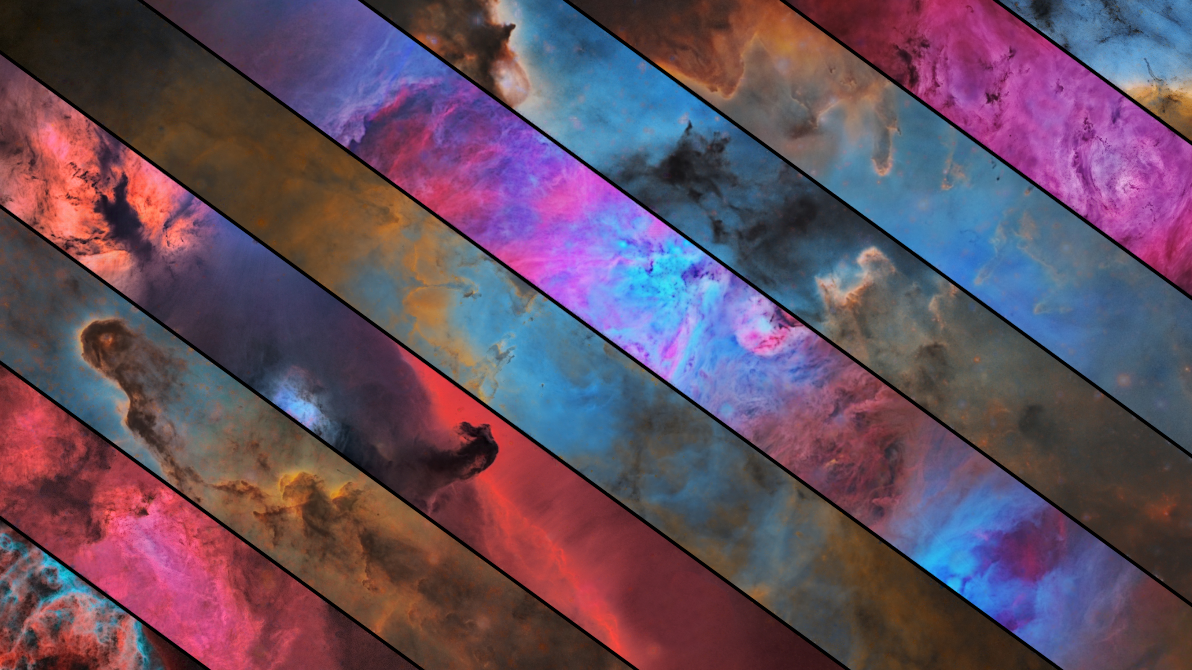 4K Space Nebula Composite with Diagonal Lines HD Wallpaper