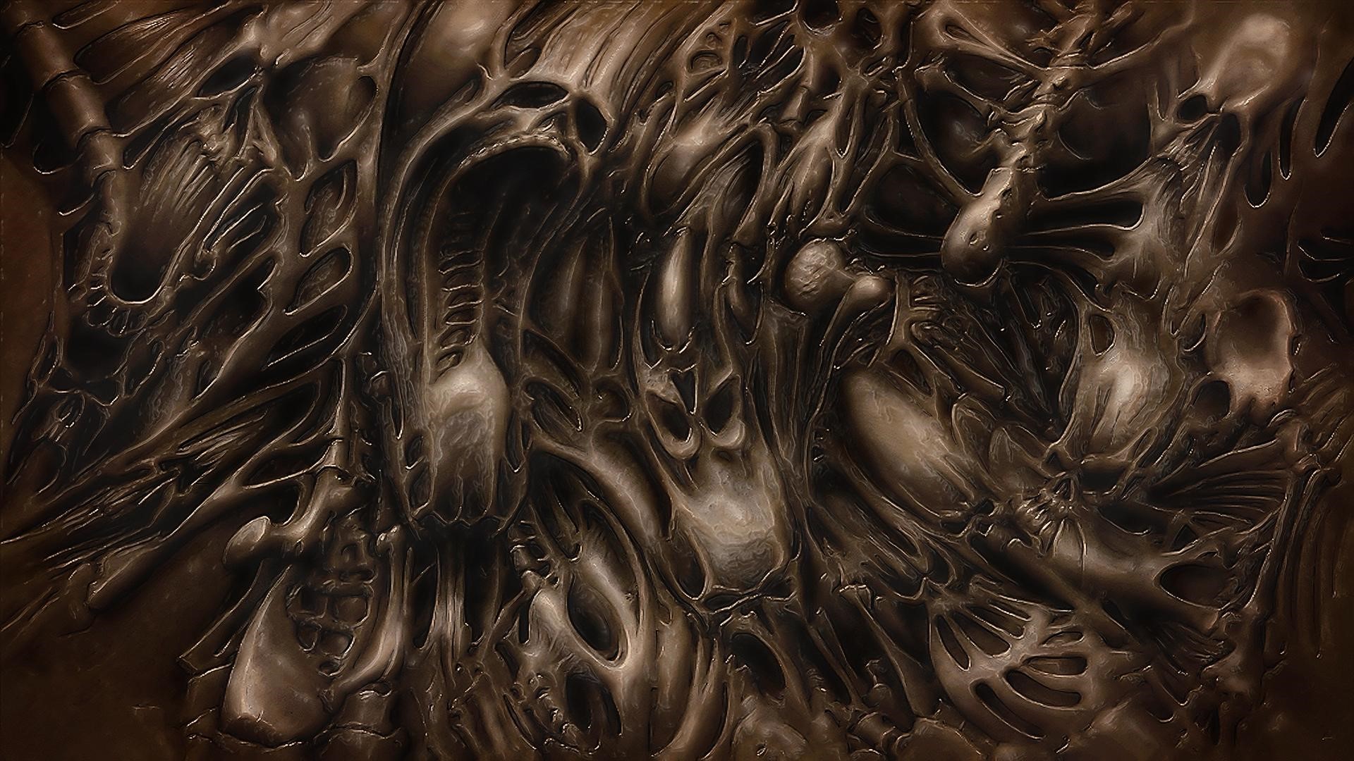 Abstract biomechanical horror art HD Wallpaper