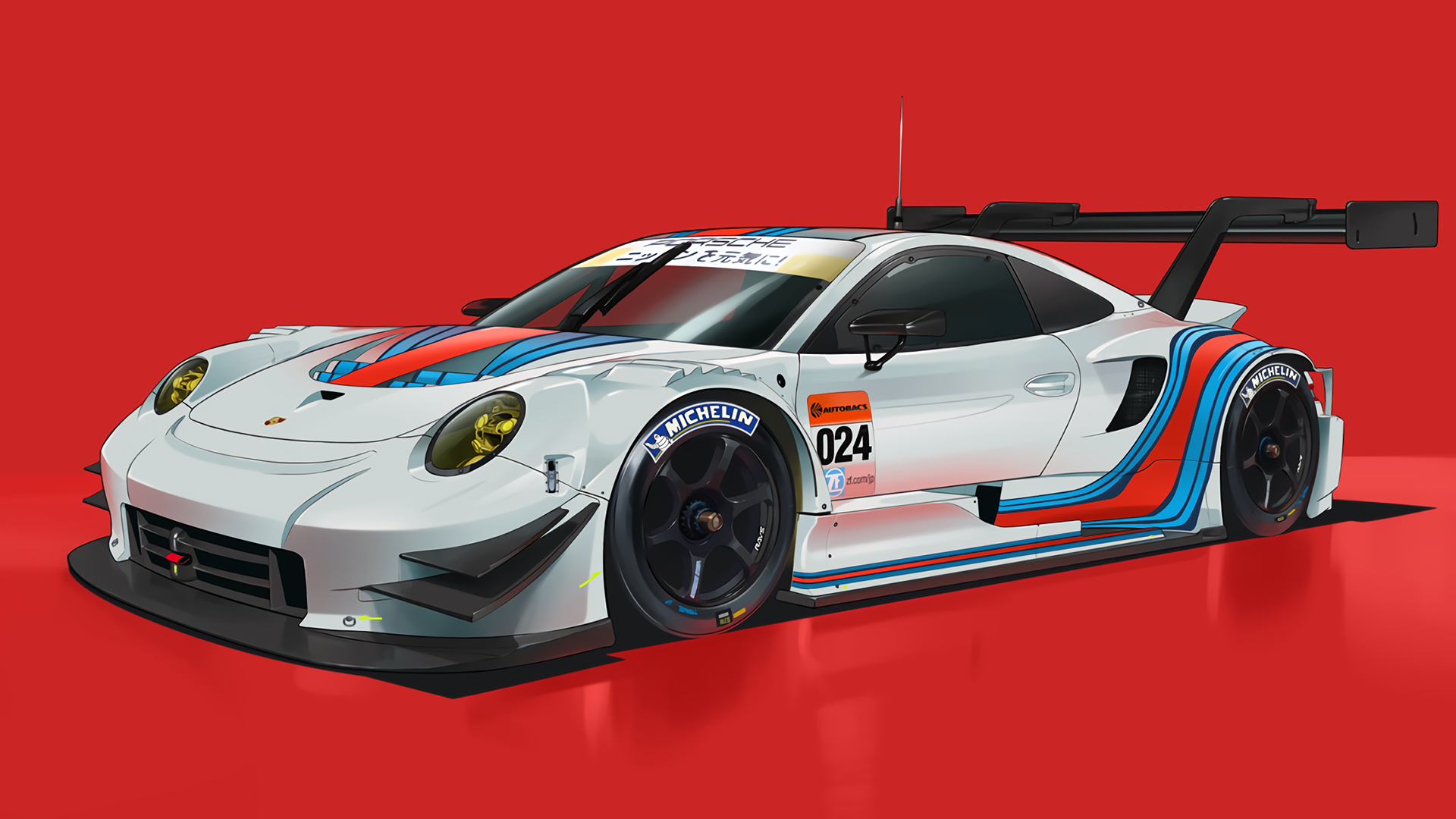 White Porsche 911 GT3 R race car with Martini livery HD Wallpaper