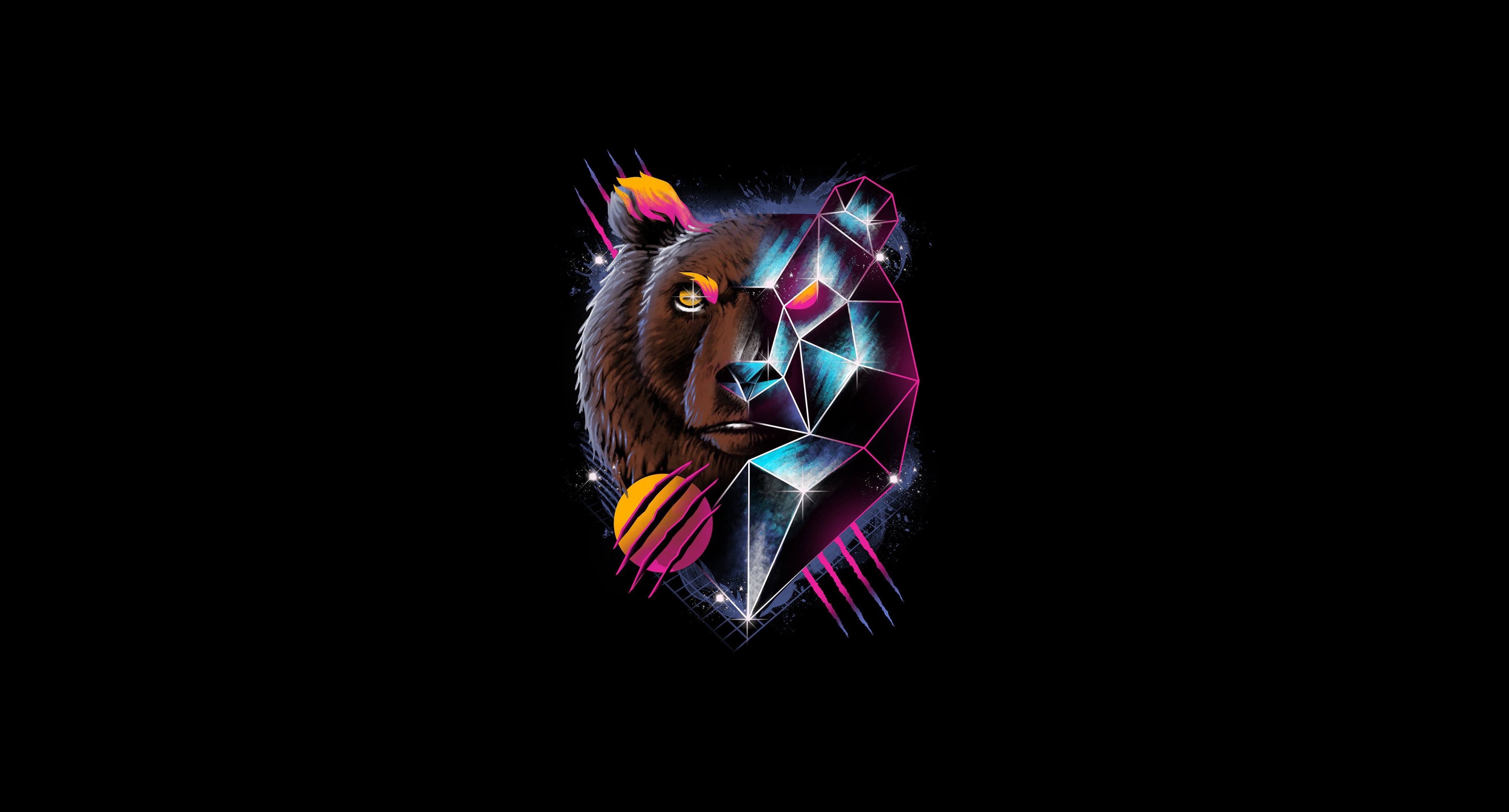 4K Geometric Bear Artwork HD Wallpaper