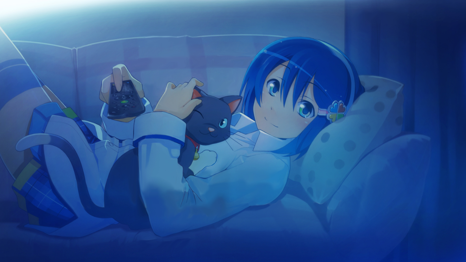 Madobe Nanami from OS-tan with a cat HD Wallpaper