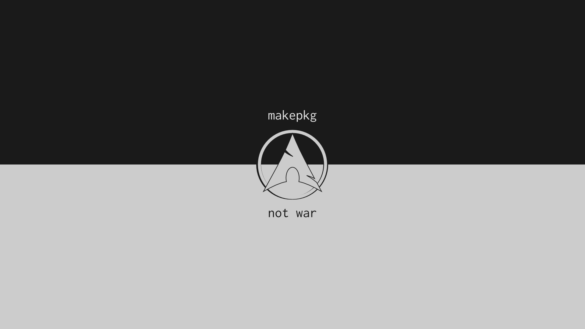 Arch Linux logo with text 'makepkg not war' HD Wallpaper