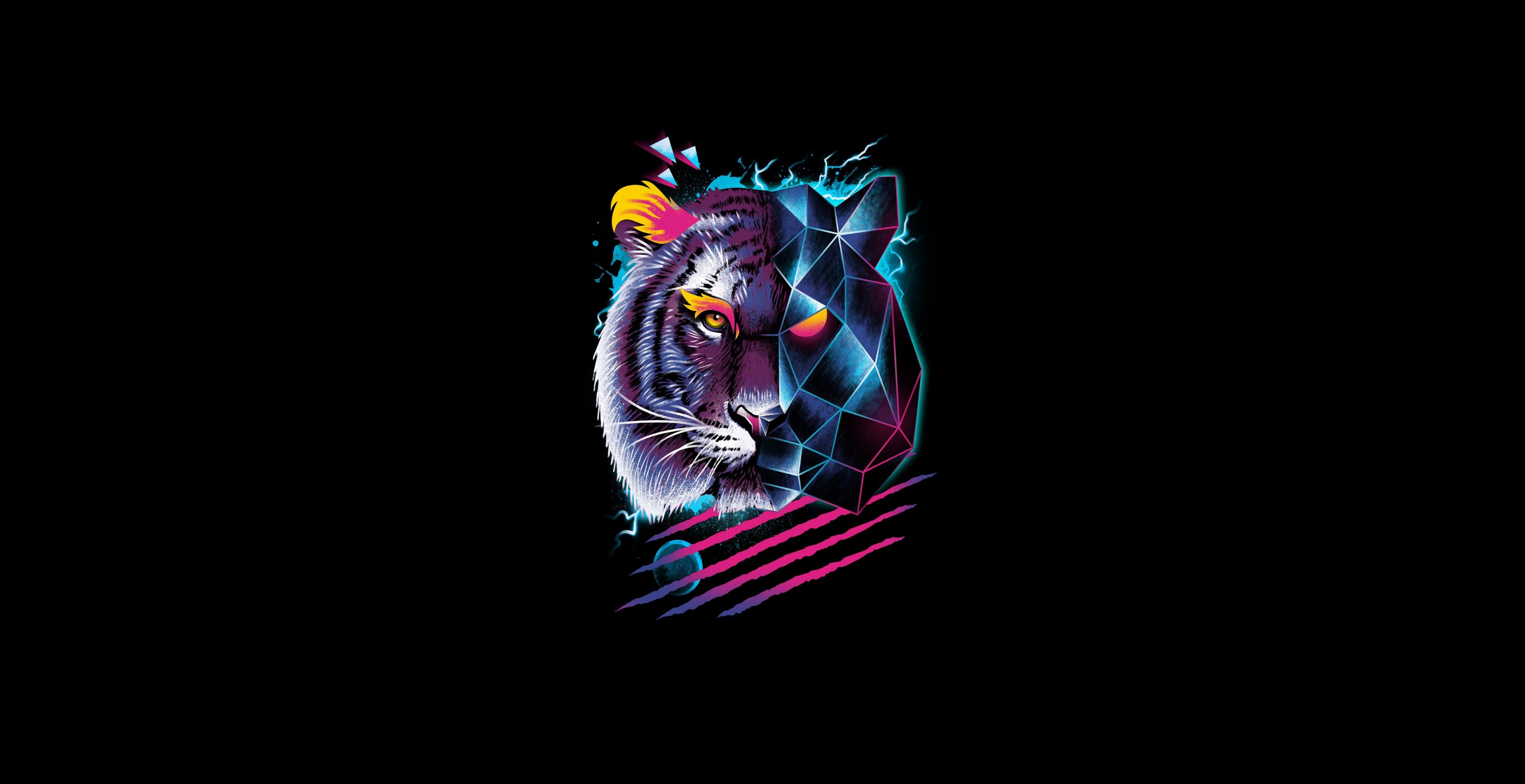 4K Minimalist Tiger Artwork HD Wallpaper