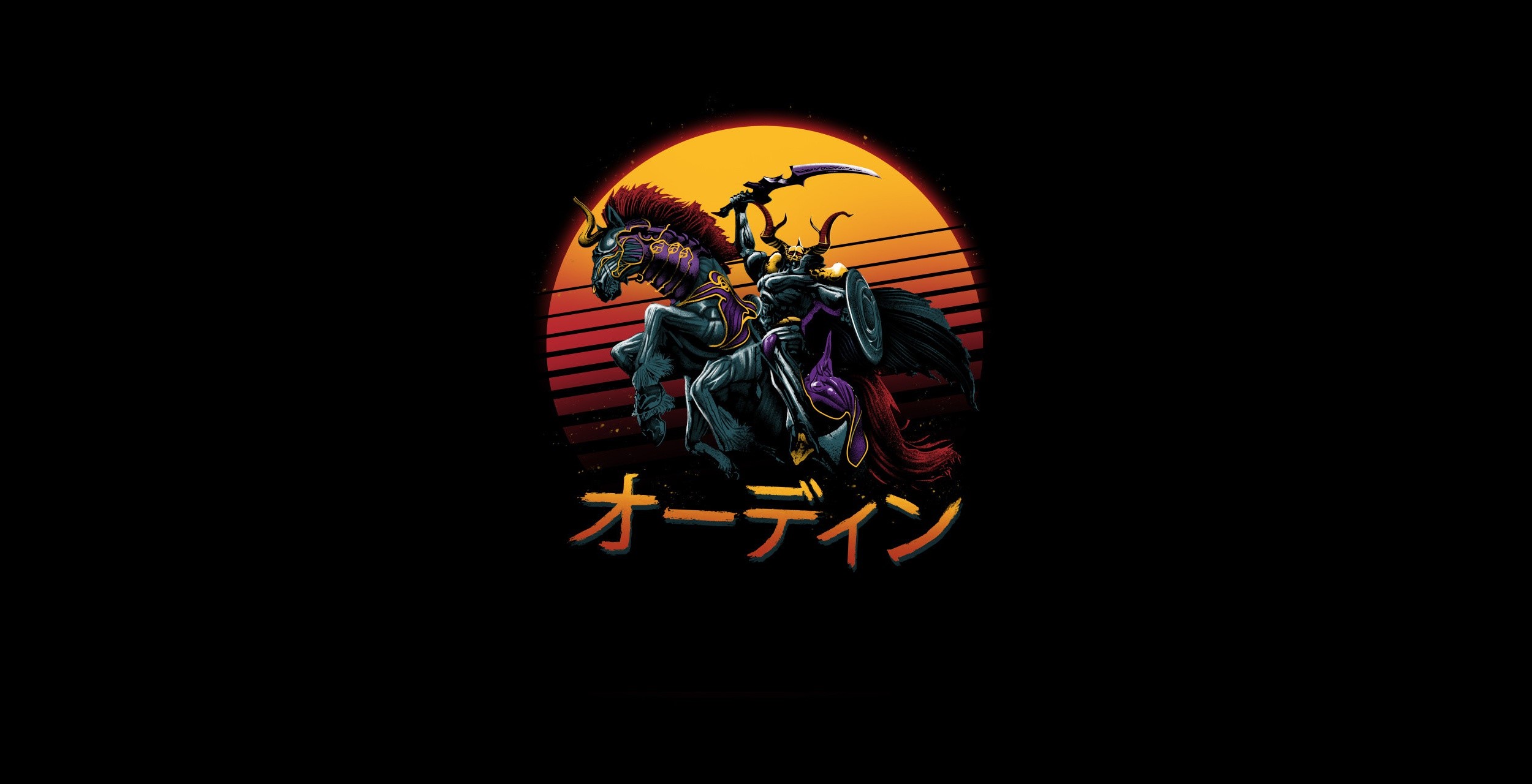 Odin on horseback with Japanese text HD Wallpaper