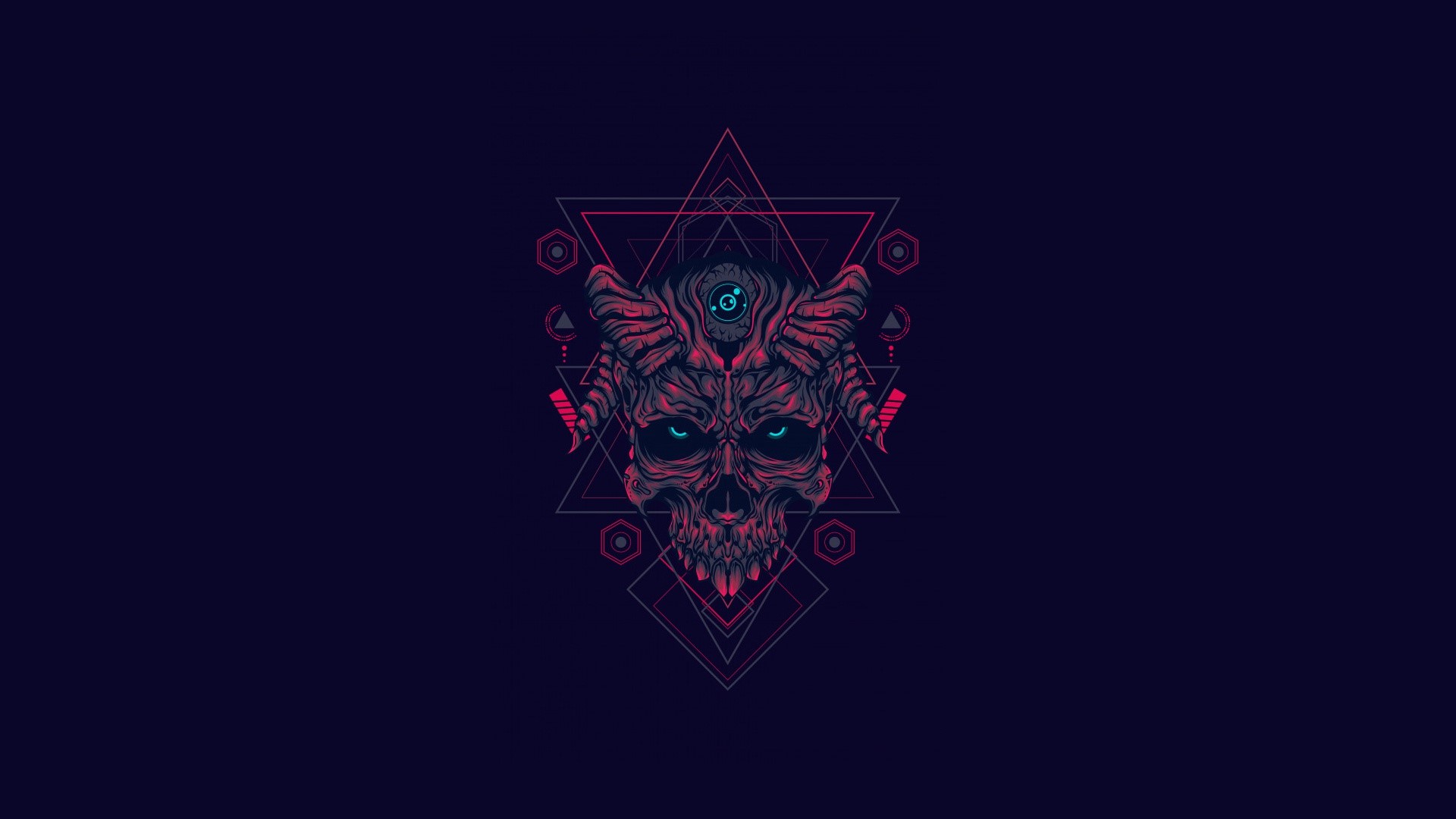 Demonic Skull with Geometric Patterns HD Wallpaper