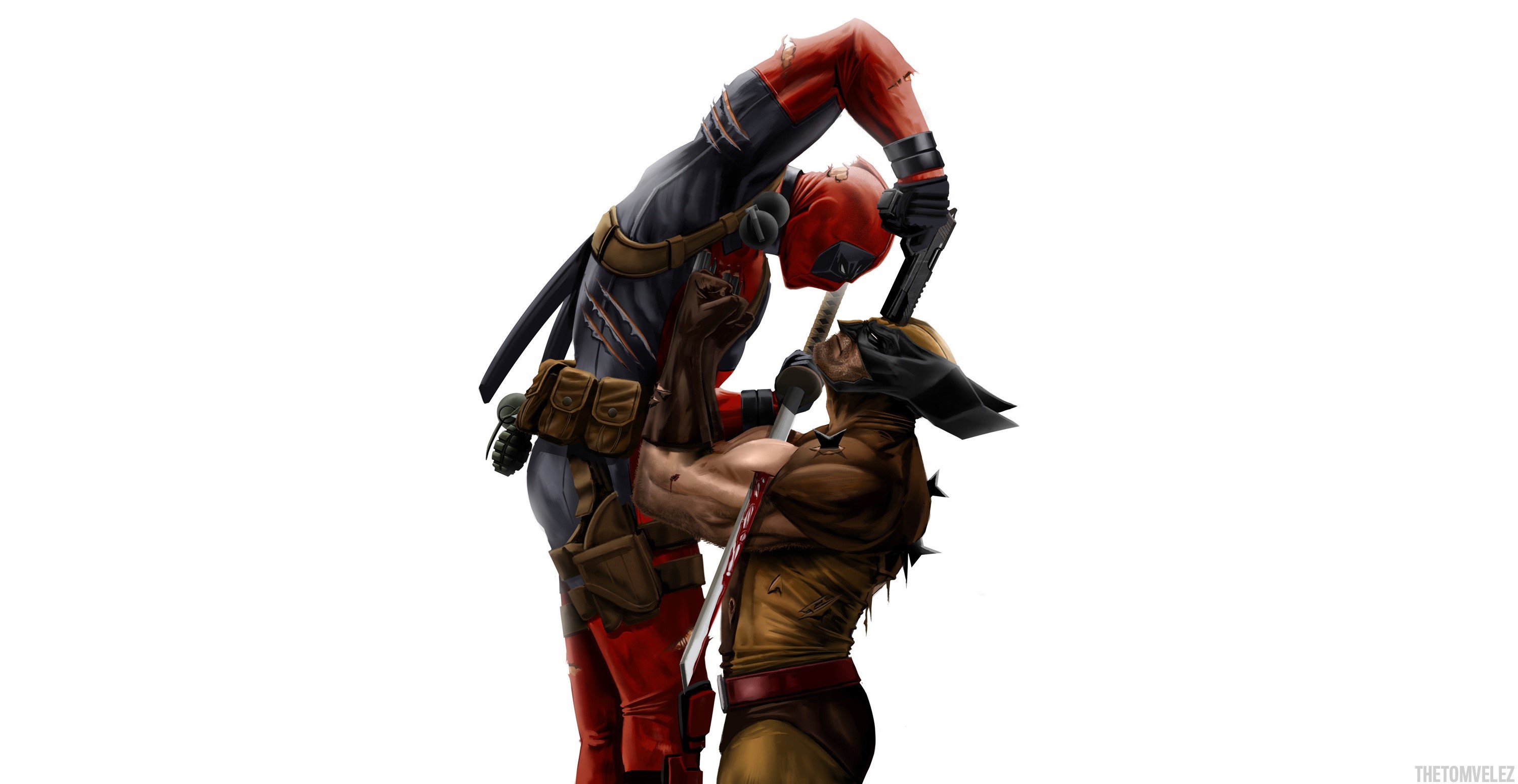 Deadpool and Wolverine fighting HD Wallpaper