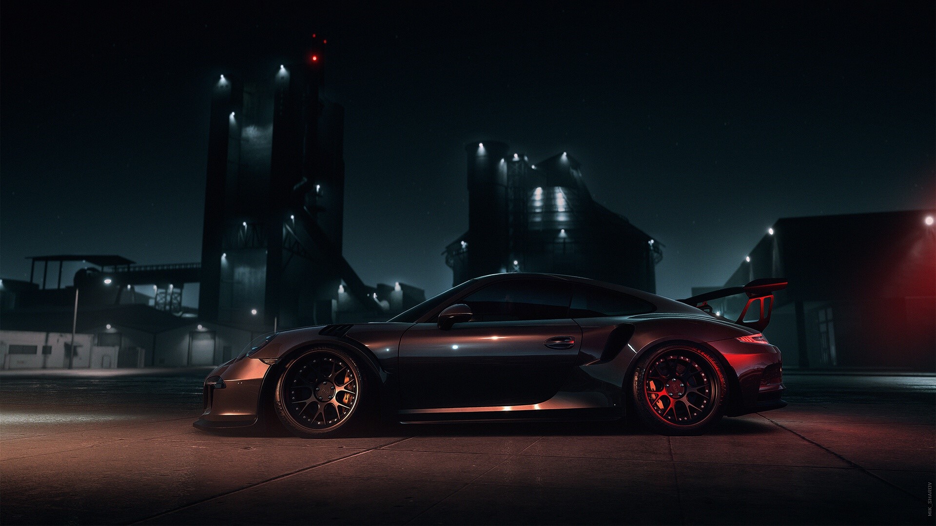 Dark render of a Porsche 911 GT3 RS HD Wallpaper