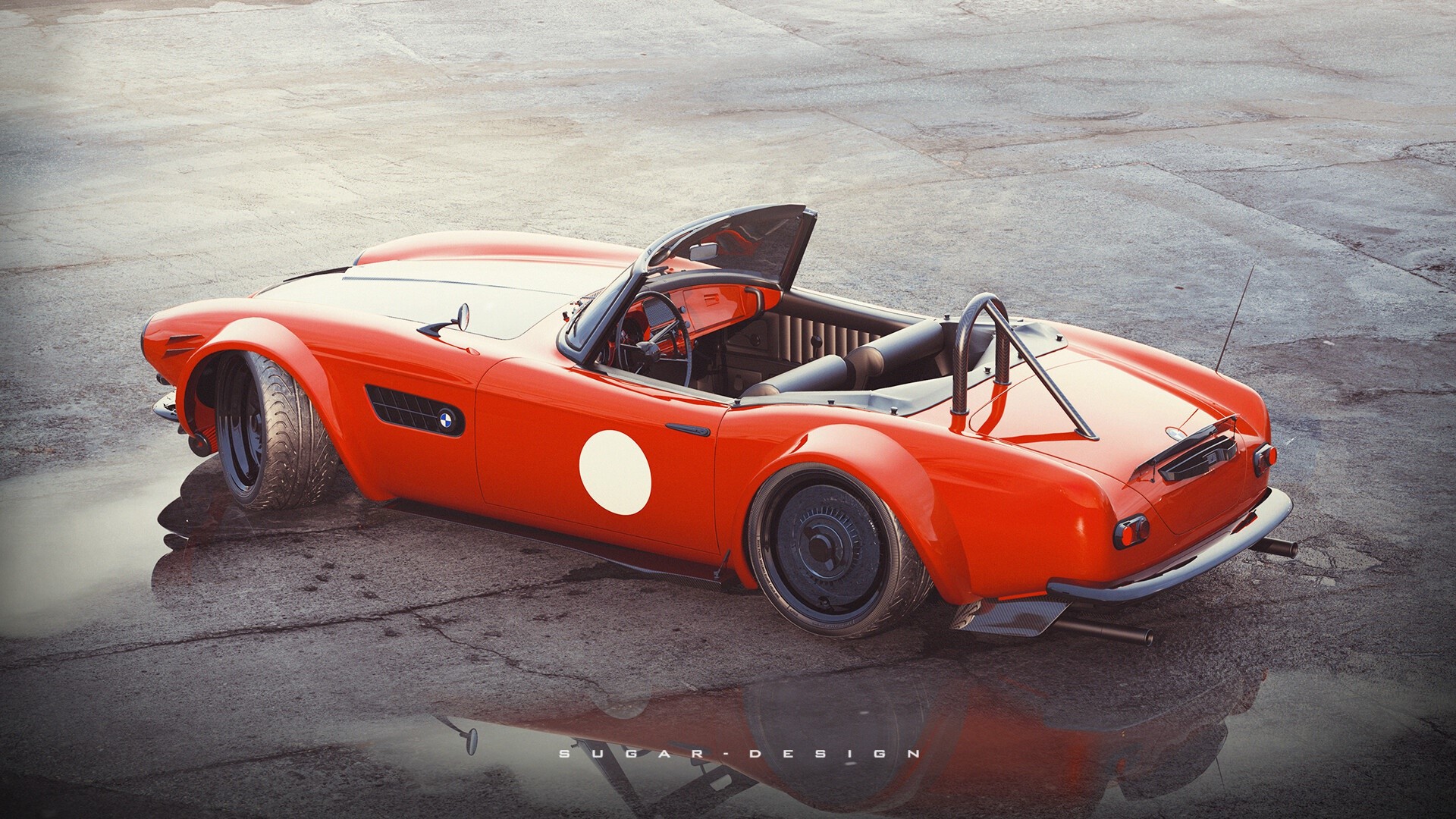 Red BMW 507 Roadster Render HD Wallpaper