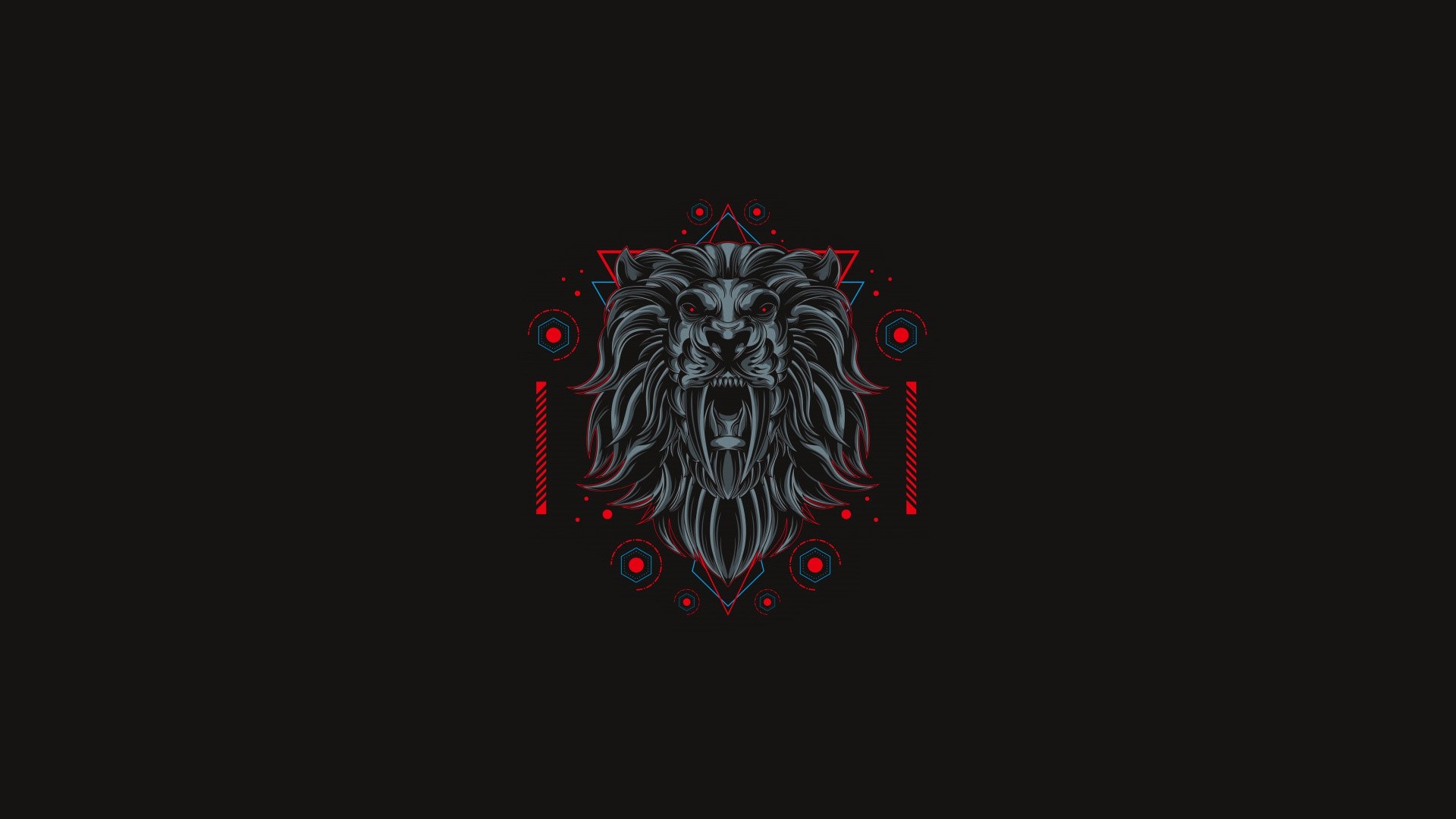 Minimalist Lion Artwork with Geometric Patterns HD Wallpaper