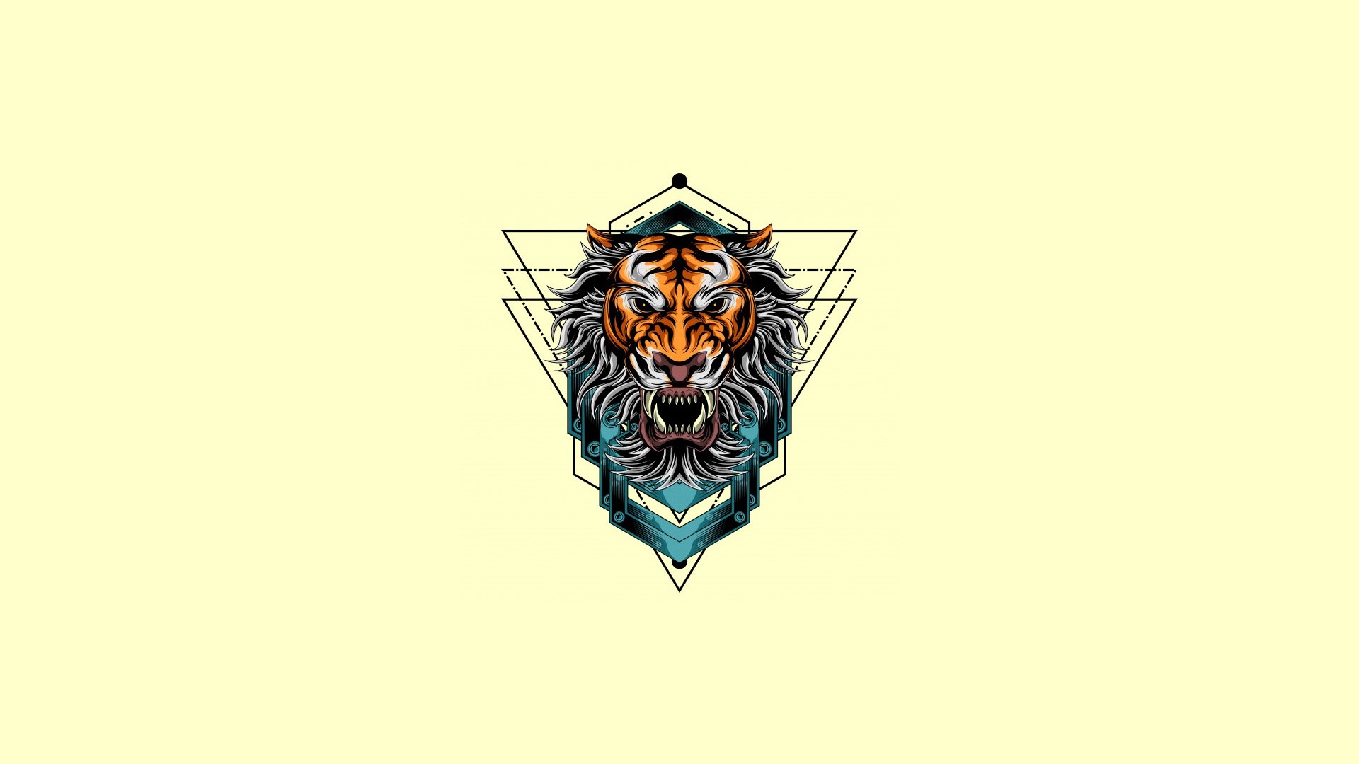 Tiger head with geometric patterns HD Wallpaper