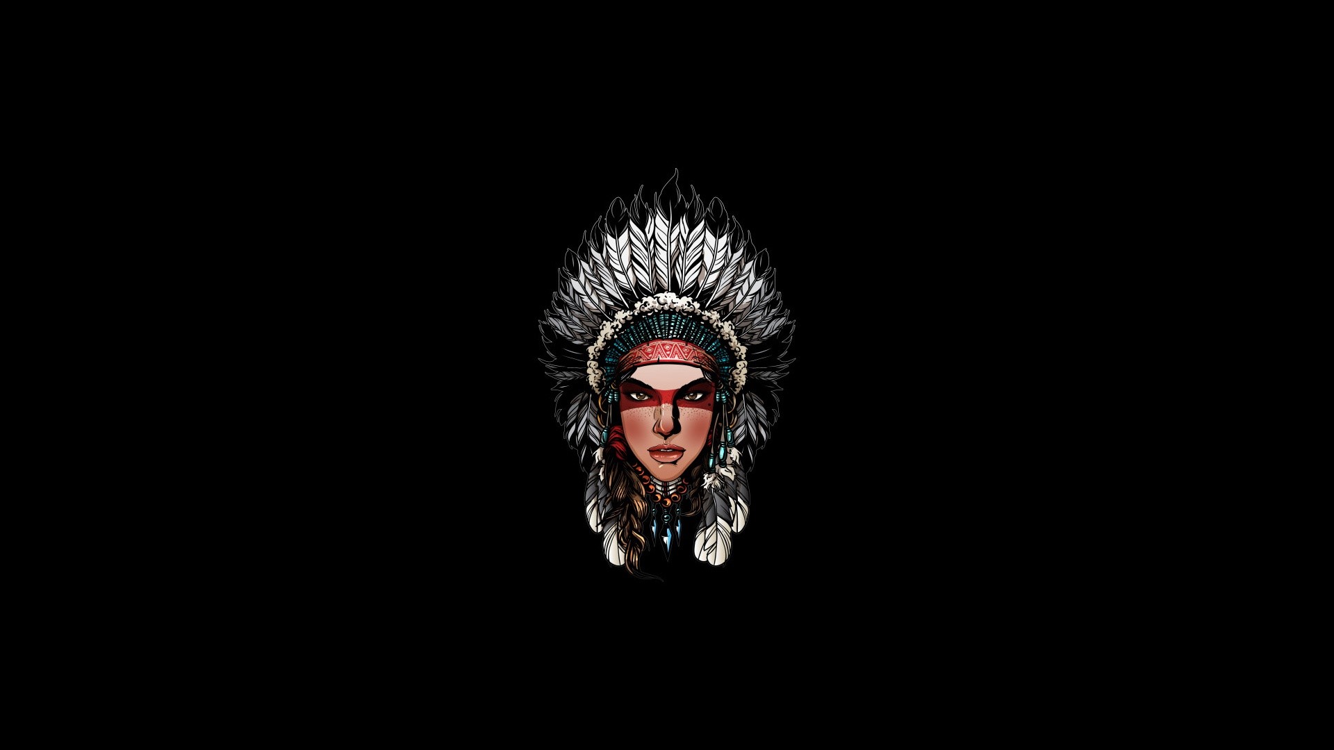 Woman with Native American Headdress HD Wallpaper