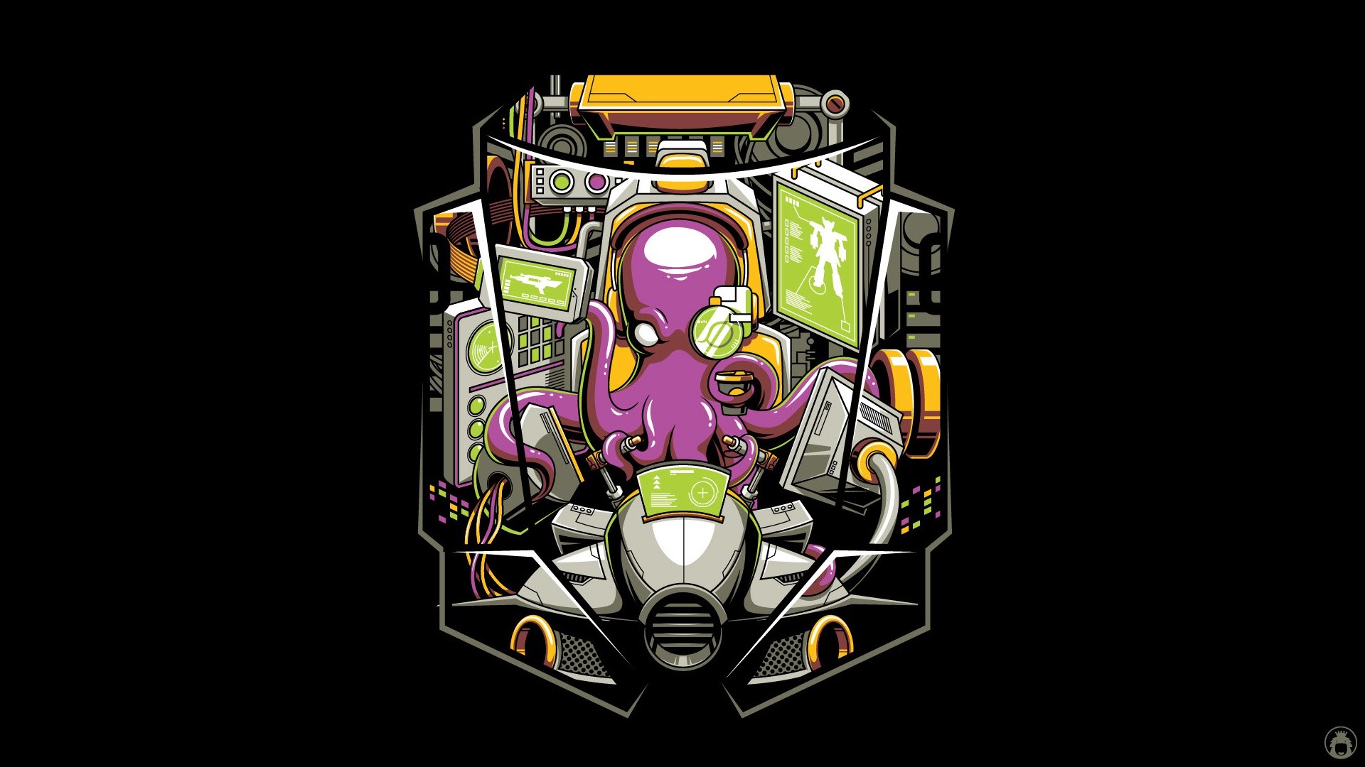 Octopus controlling a mech HD Wallpaper