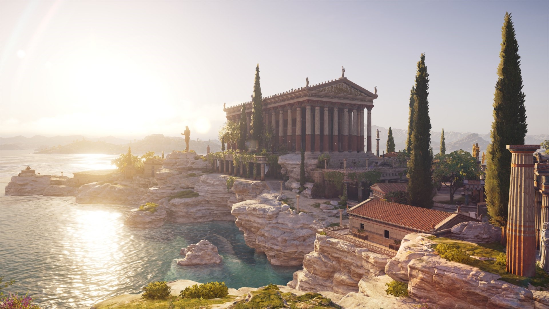 Assassin's Creed Odyssey: Temple on a Cliffside HD Wallpaper