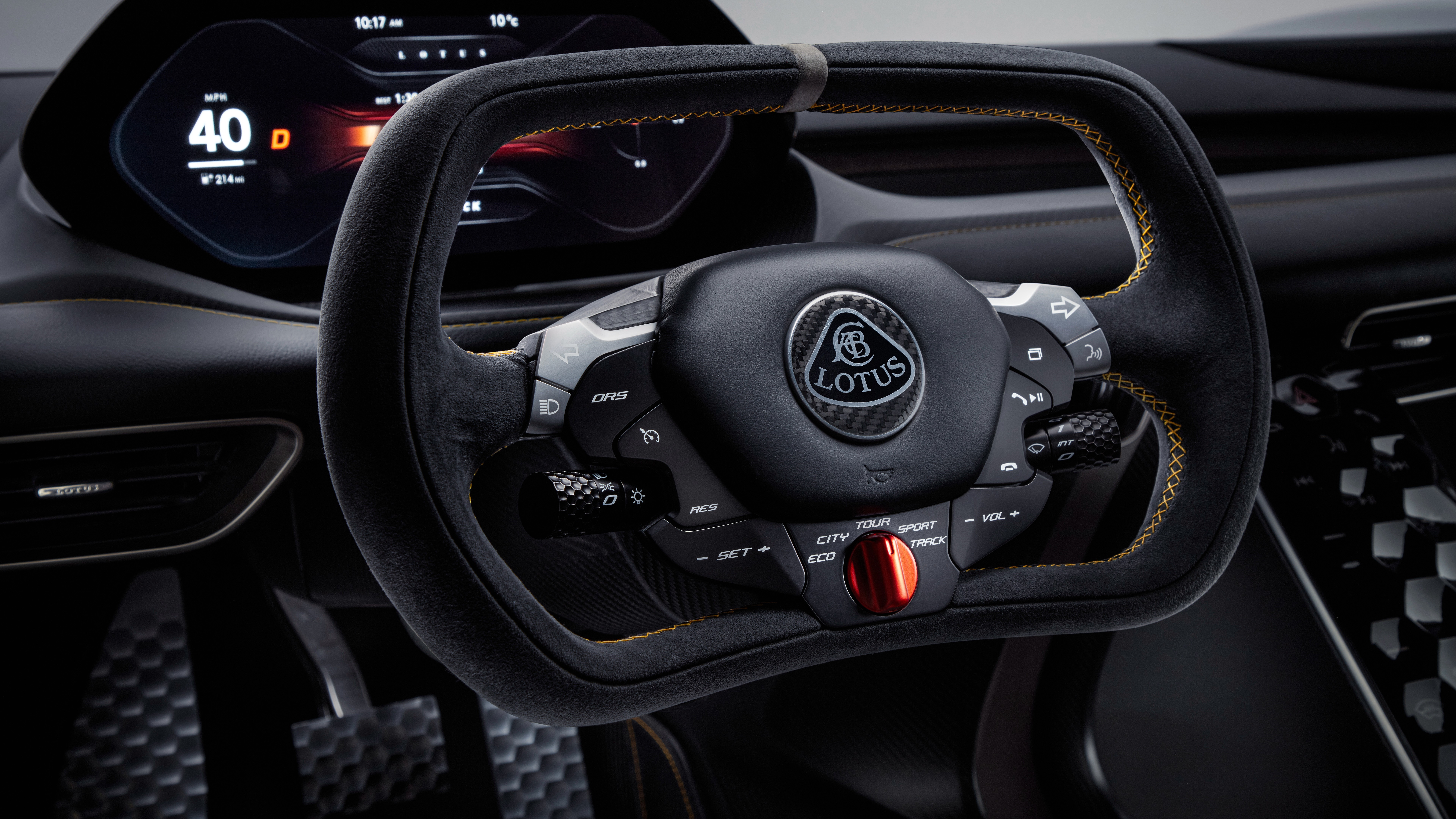Lotus Evija car interior with steering wheel and dashboard HD Wallpaper