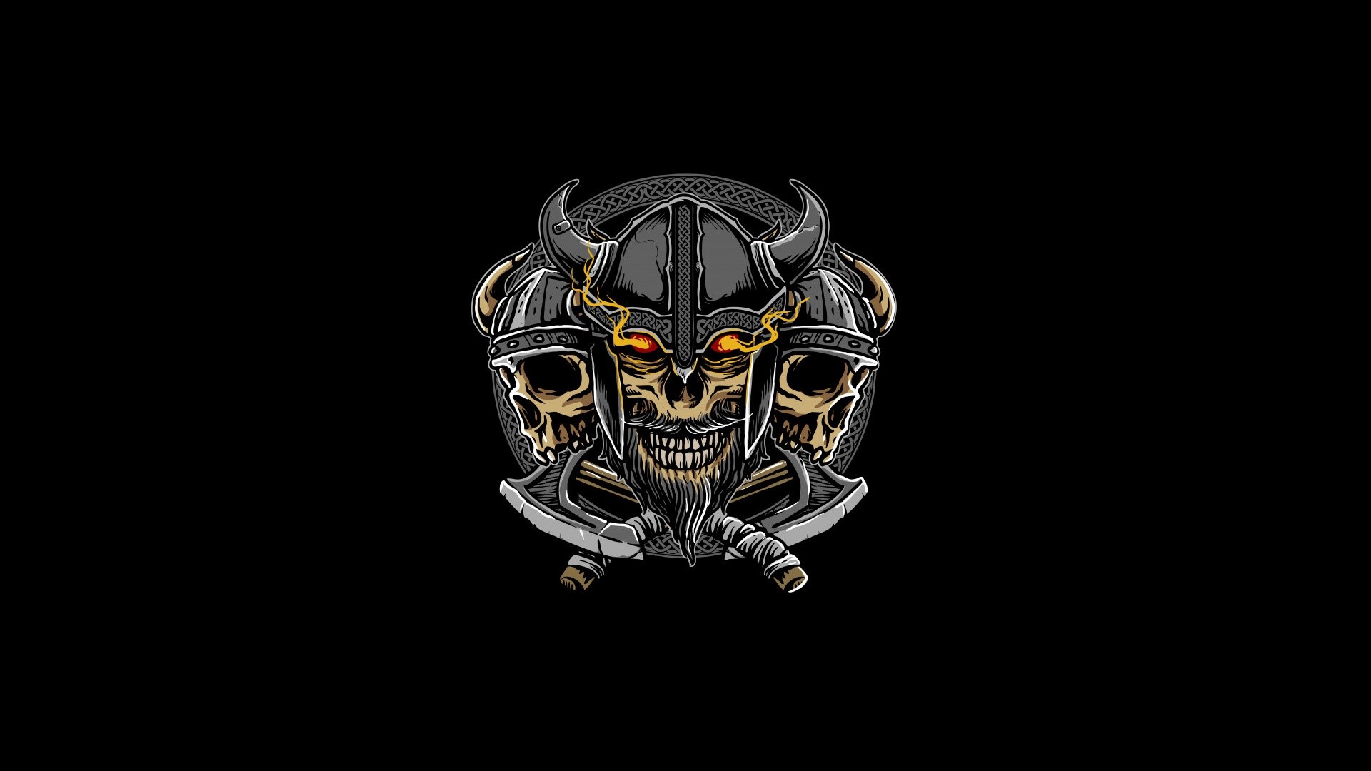 Viking skull with axes and helmets HD Wallpaper