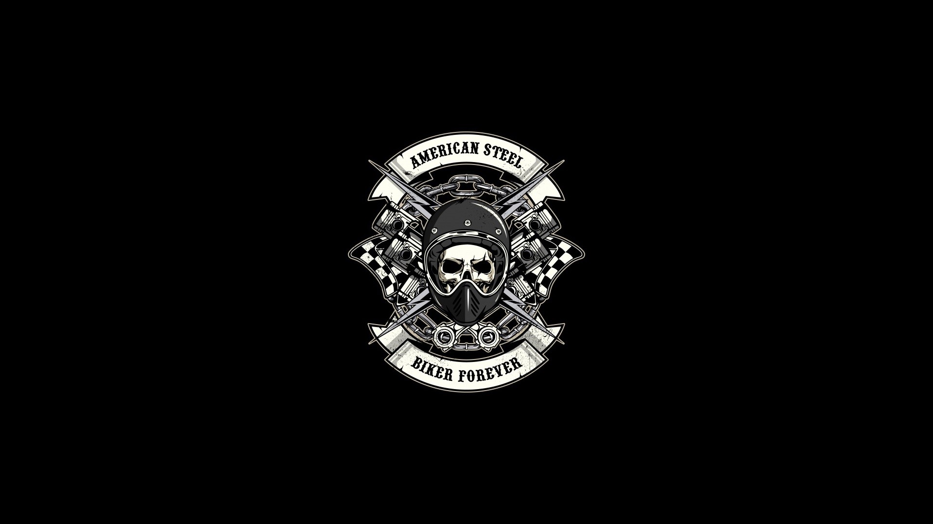 American Steel Biker Forever Skull Artwork HD Wallpaper