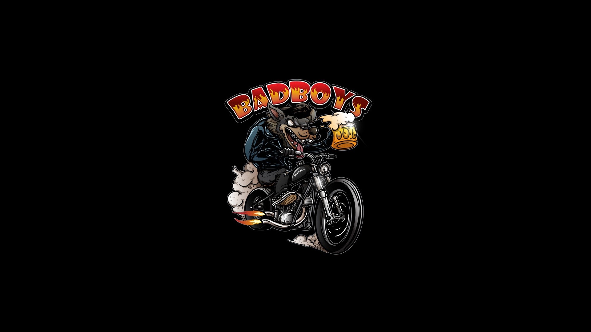 Bad Boys wolf riding a motorcycle with beer HD Wallpaper