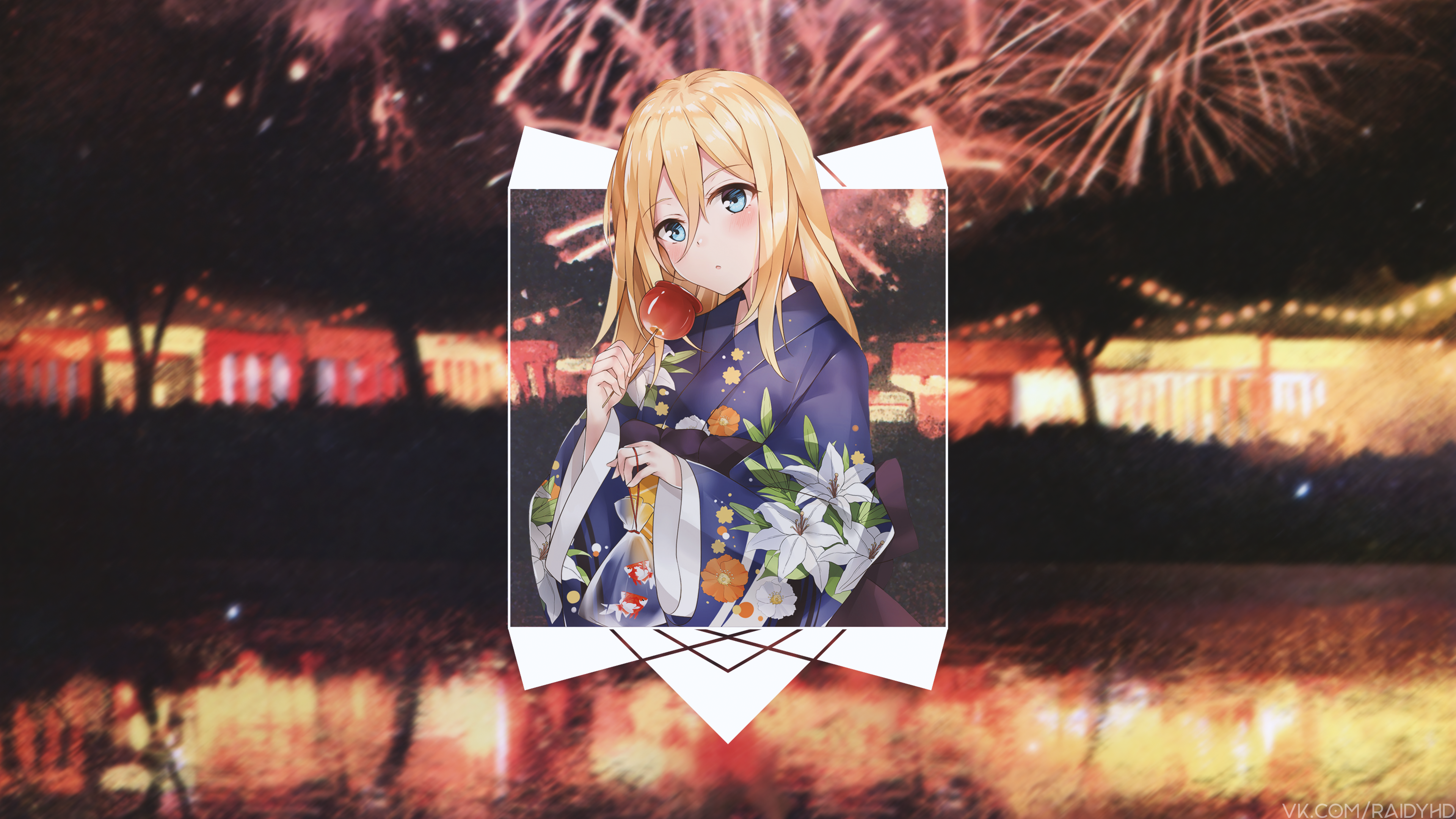 4K Anime Girl with Candy Apple HD Wallpaper