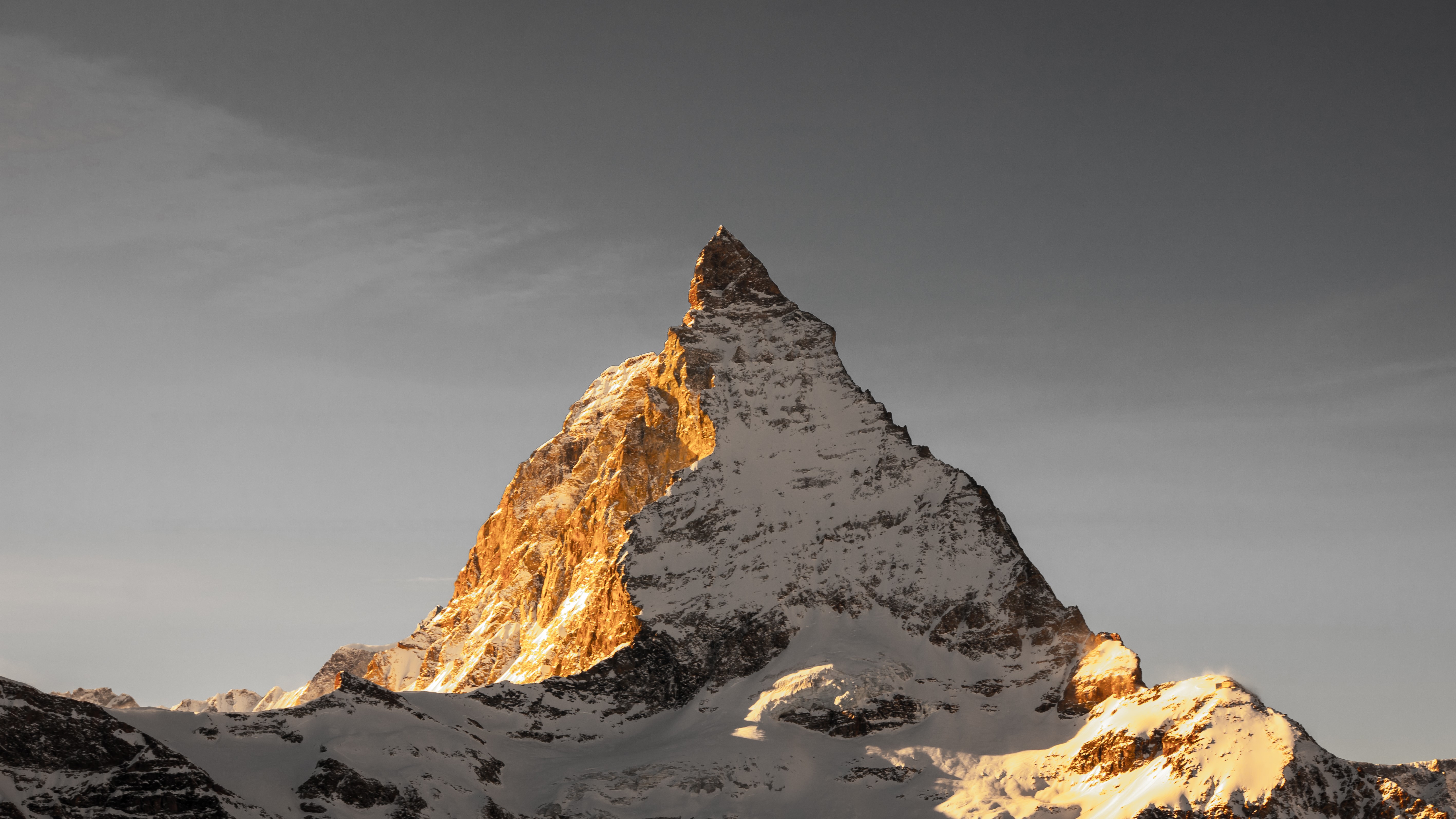 4K Matterhorn Summit in Winter Snow HD Wallpaper