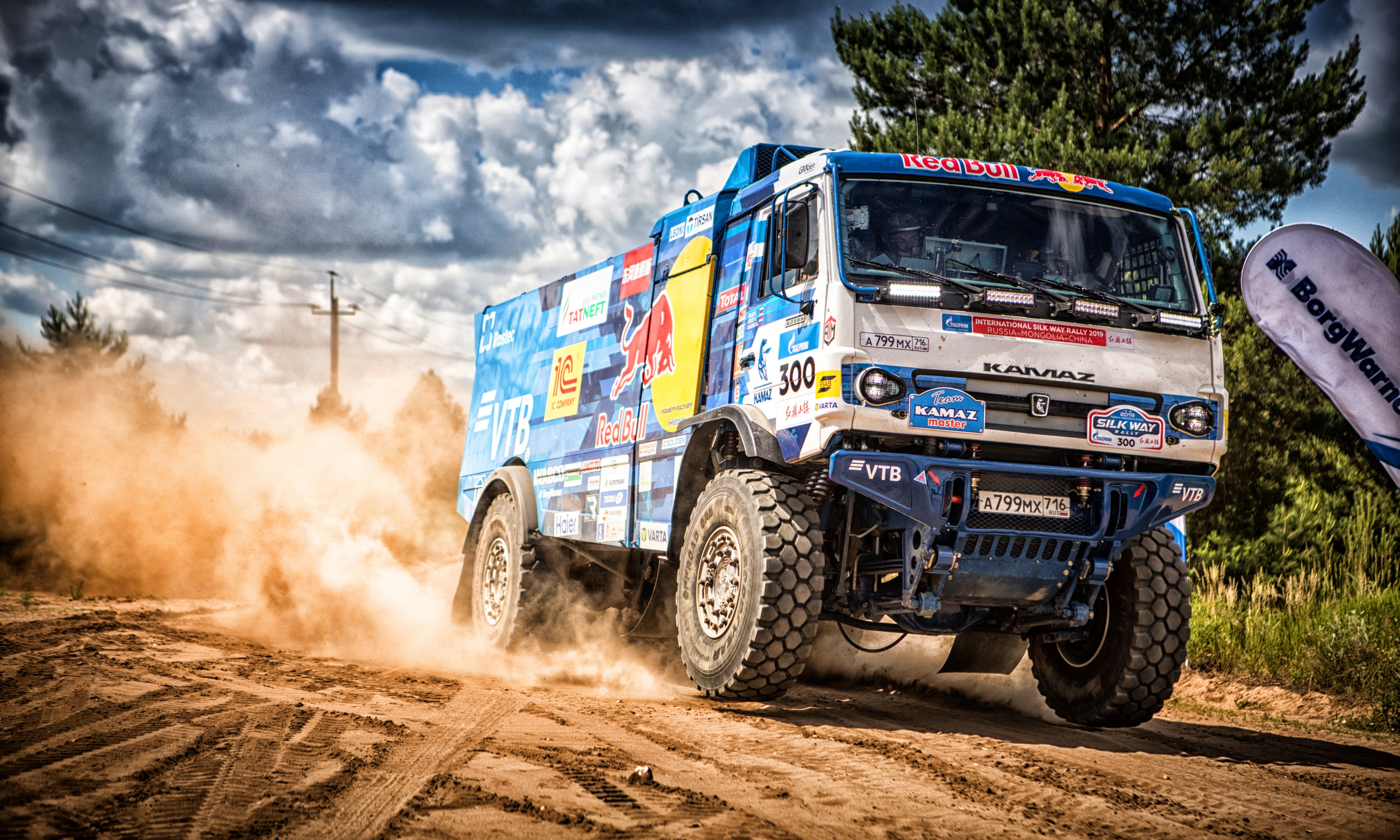 Kamaz Truck Racing in Dust HD Wallpaper