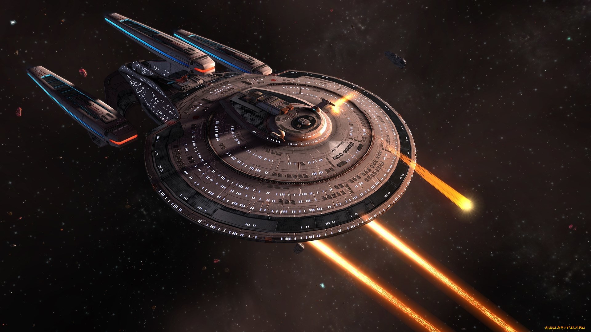Star Trek spaceship firing weapons in space HD Wallpaper