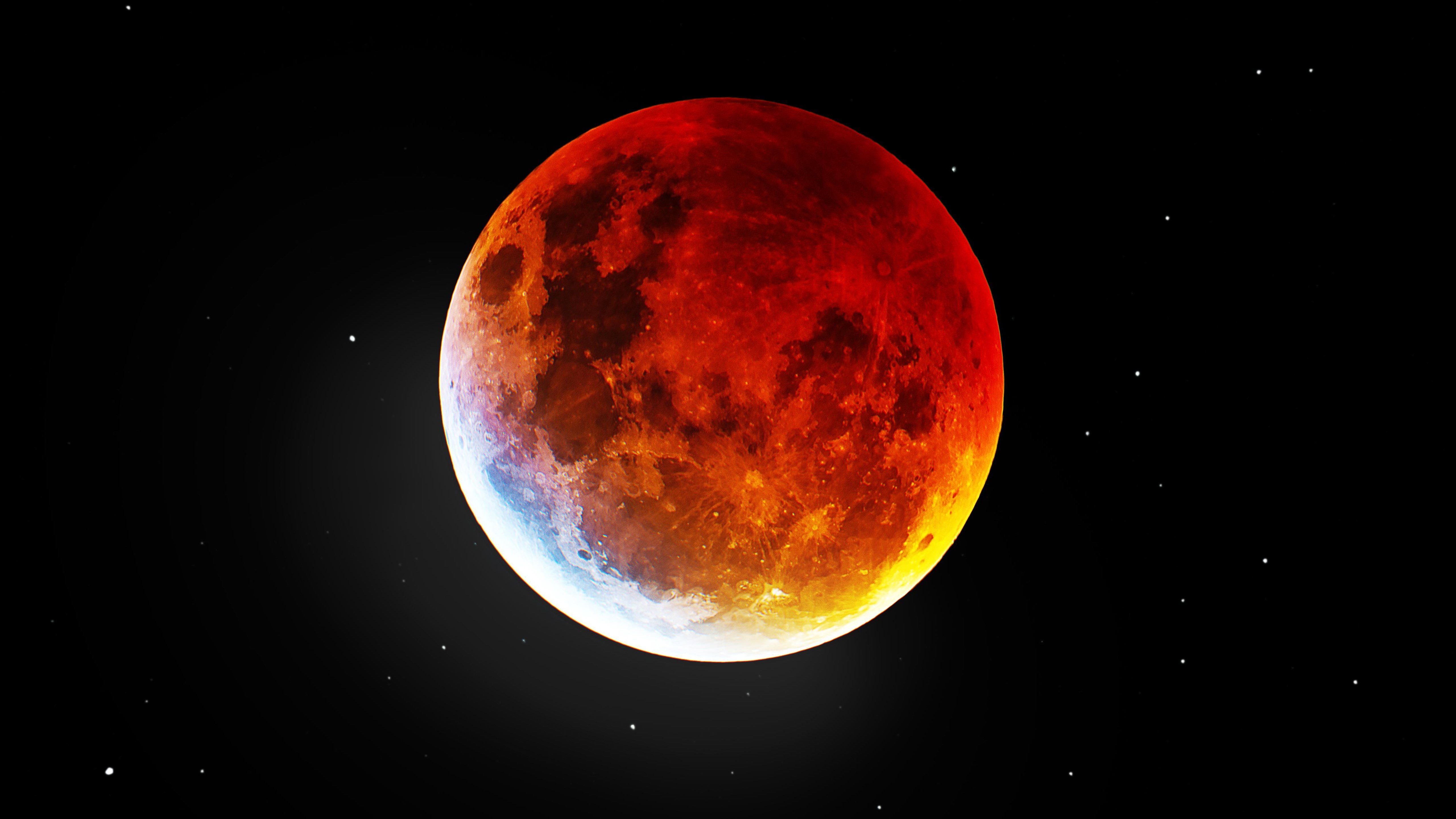 4K Blood Moon in Space HD Wallpaper