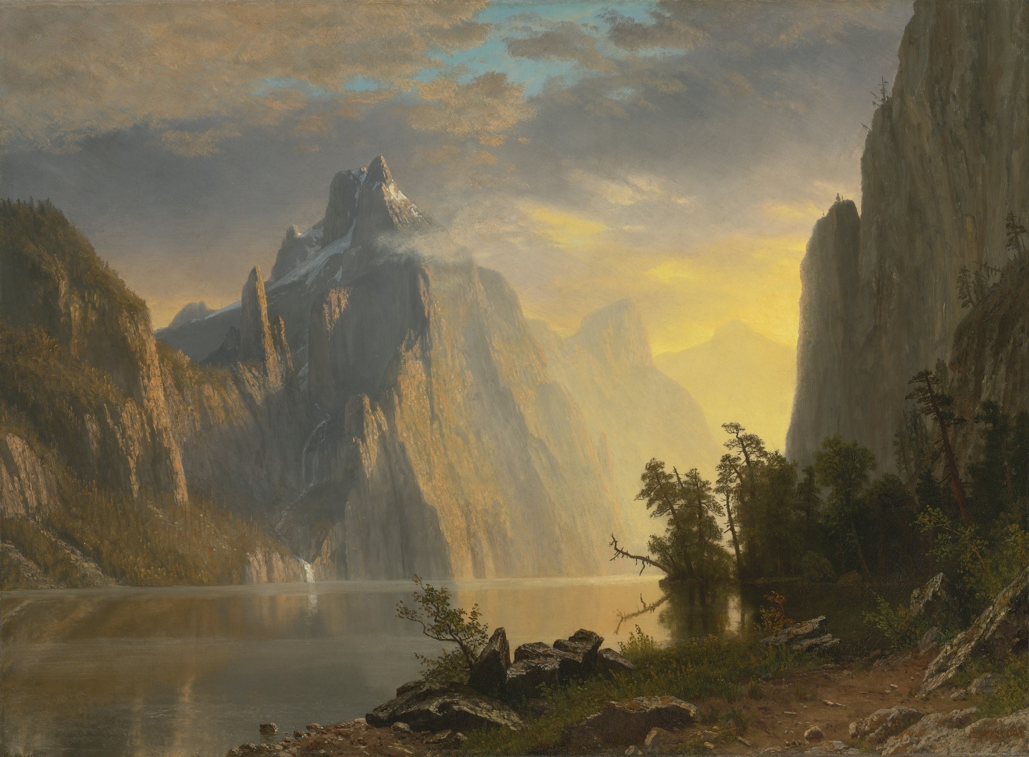 Lake in the Sierra Nevada by Albert Bierstadt HD Wallpaper